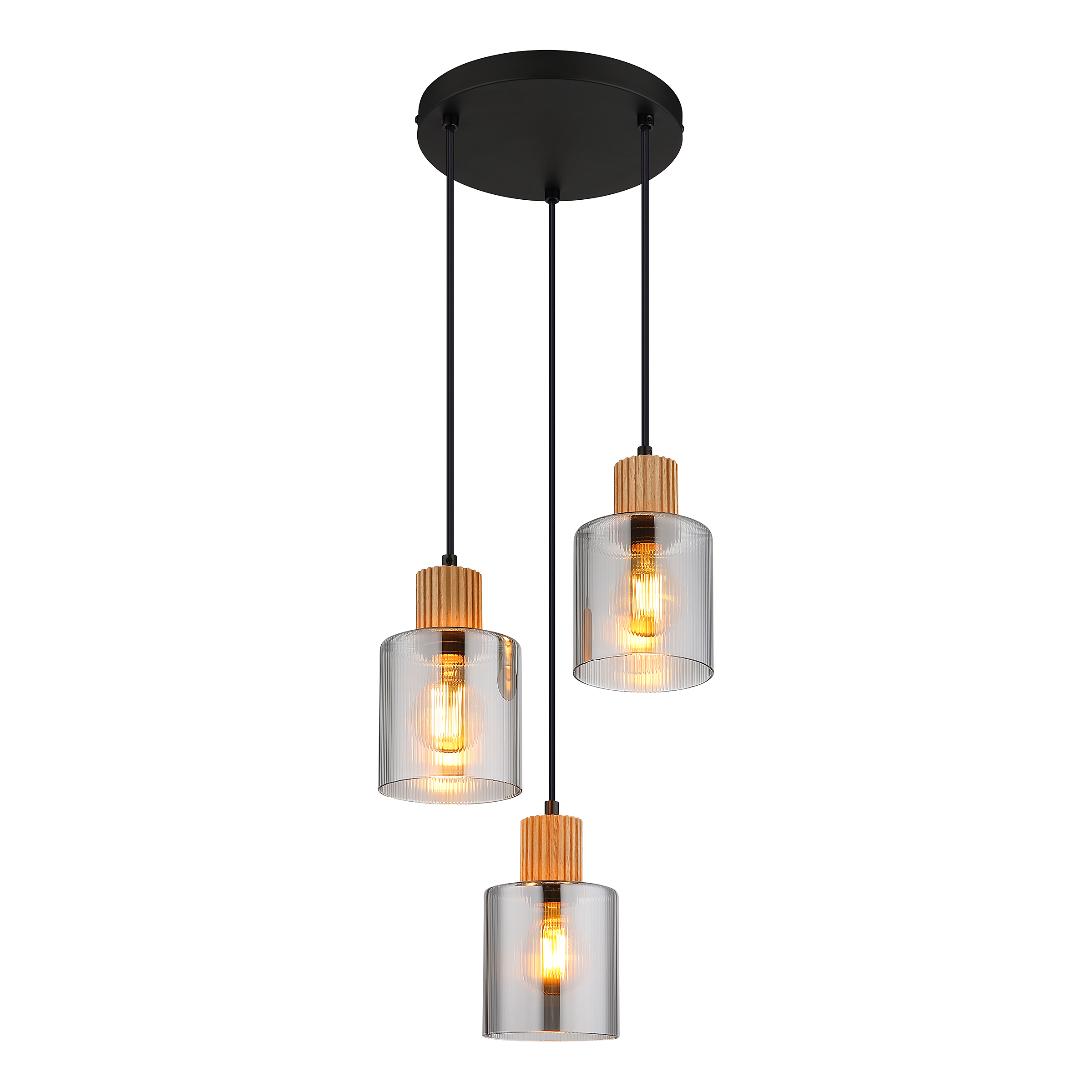 Pendelleuchte Aleidis Typ B Rauchglas / Eisen 3-flammig