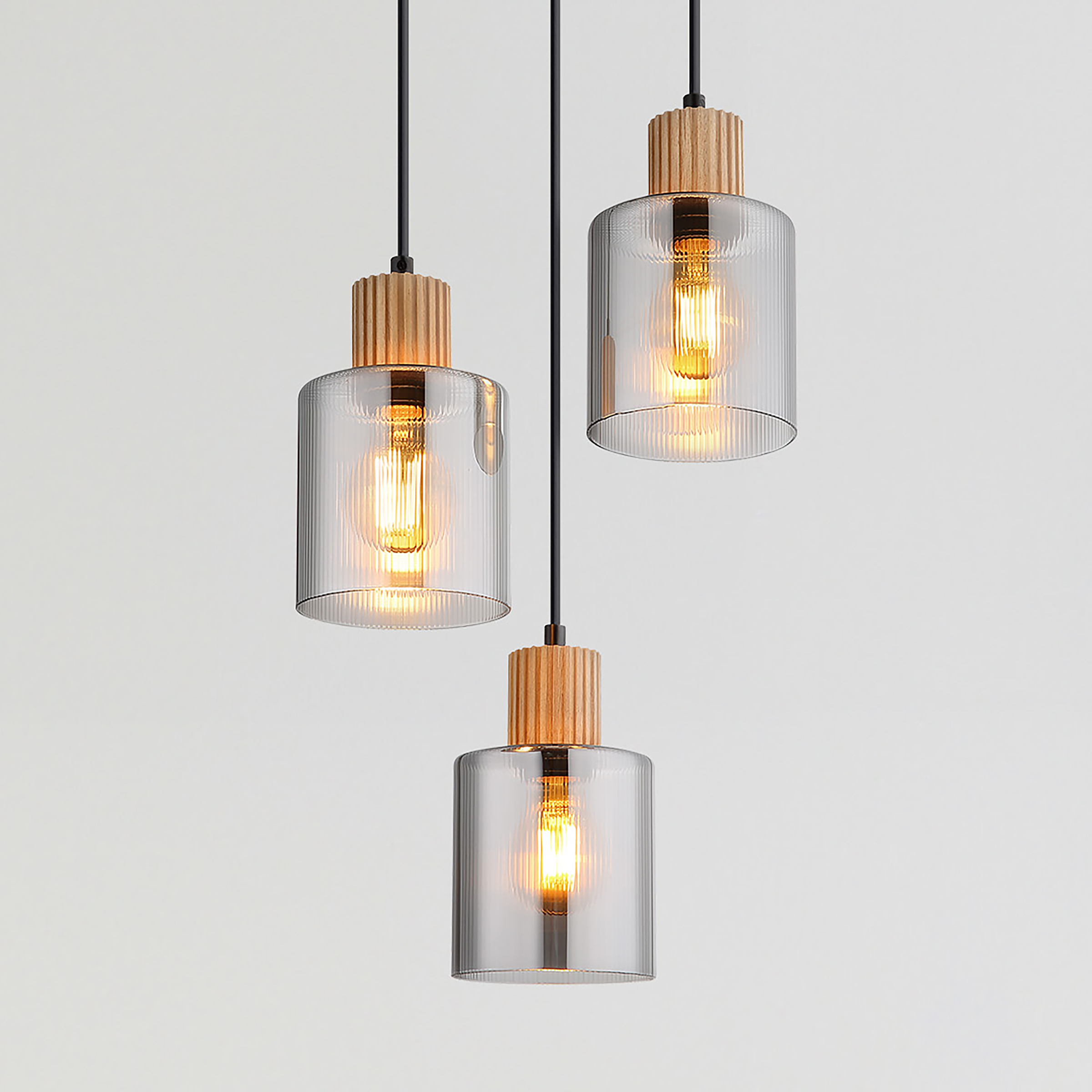 Pendelleuchte Aleidis Typ B Rauchglas / Eisen 3-flammig