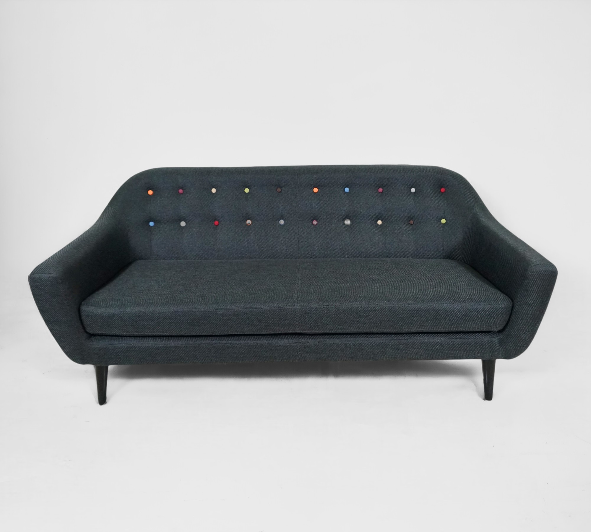 Ritchie Sofa 3-Sitzer Textil Anthrazit Farbige Knöpfe