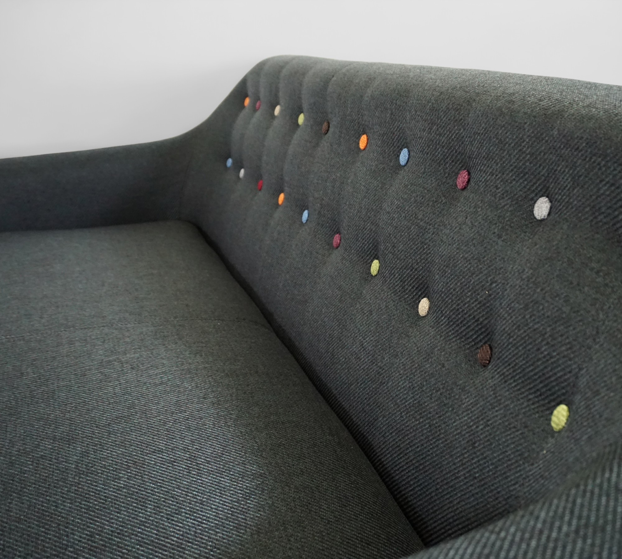 Ritchie Sofa 3-Seater Textile Anthracite Colored Buttons