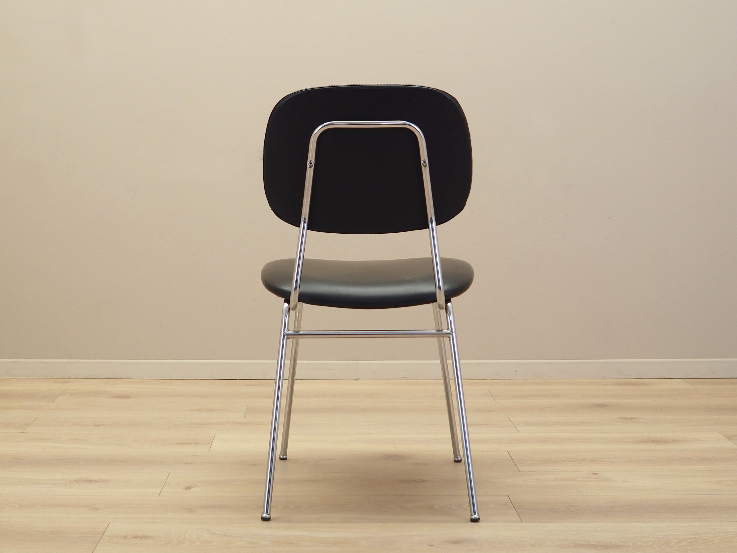 Dining chair faux leather metal 1970s