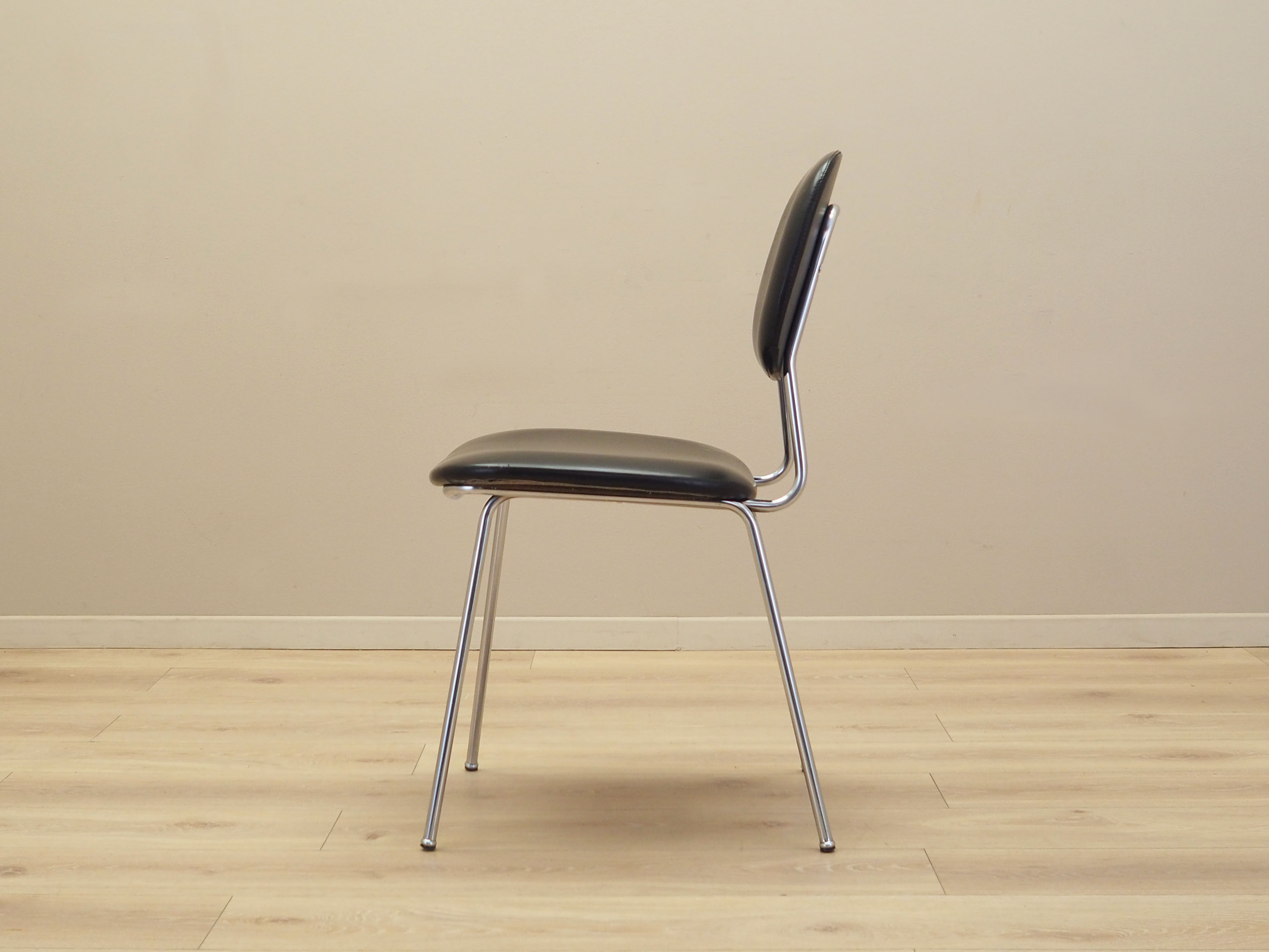 Dining chair faux leather metal 1970s