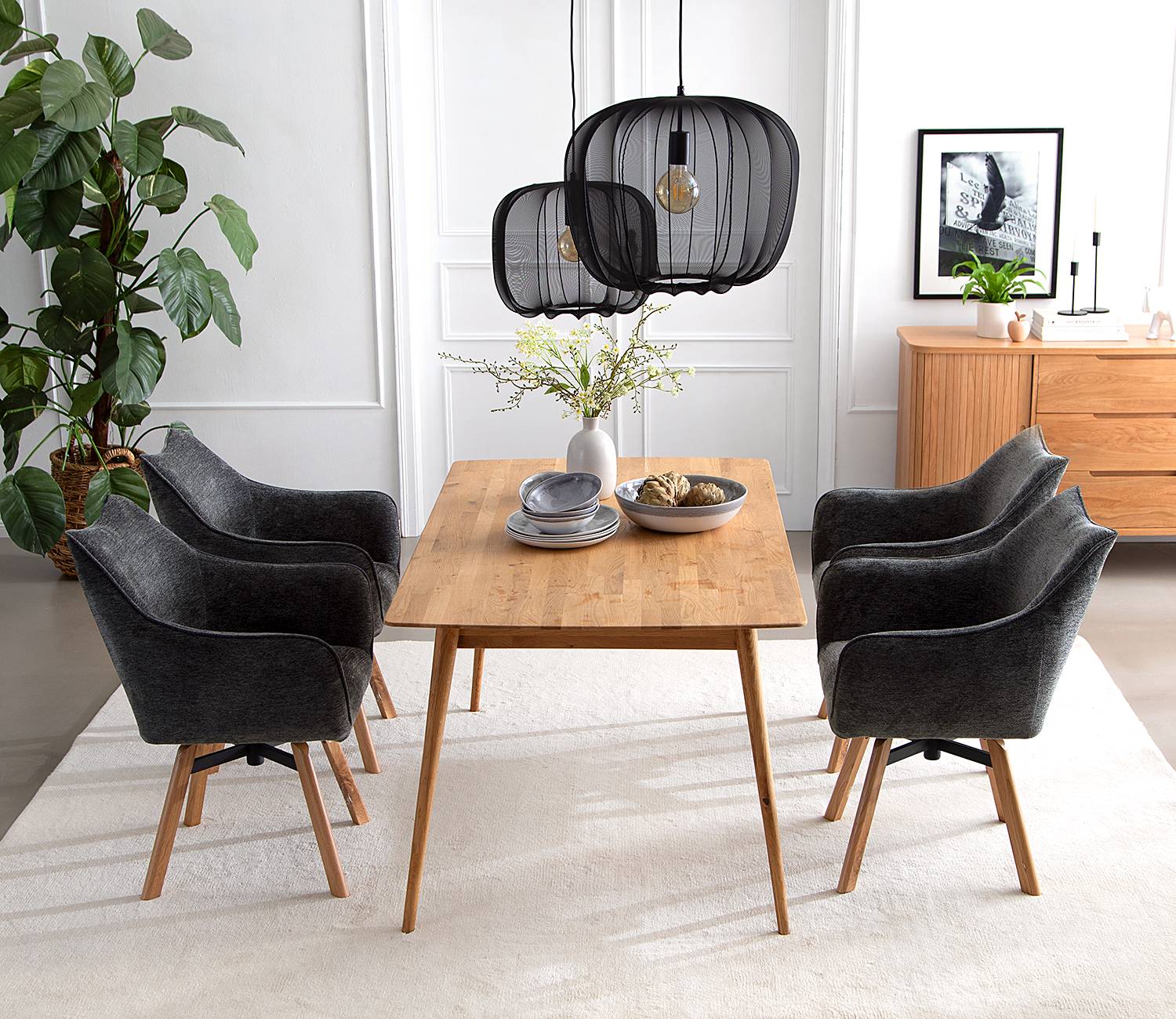 Mabontot Swiveling Armchair Chenille Oak