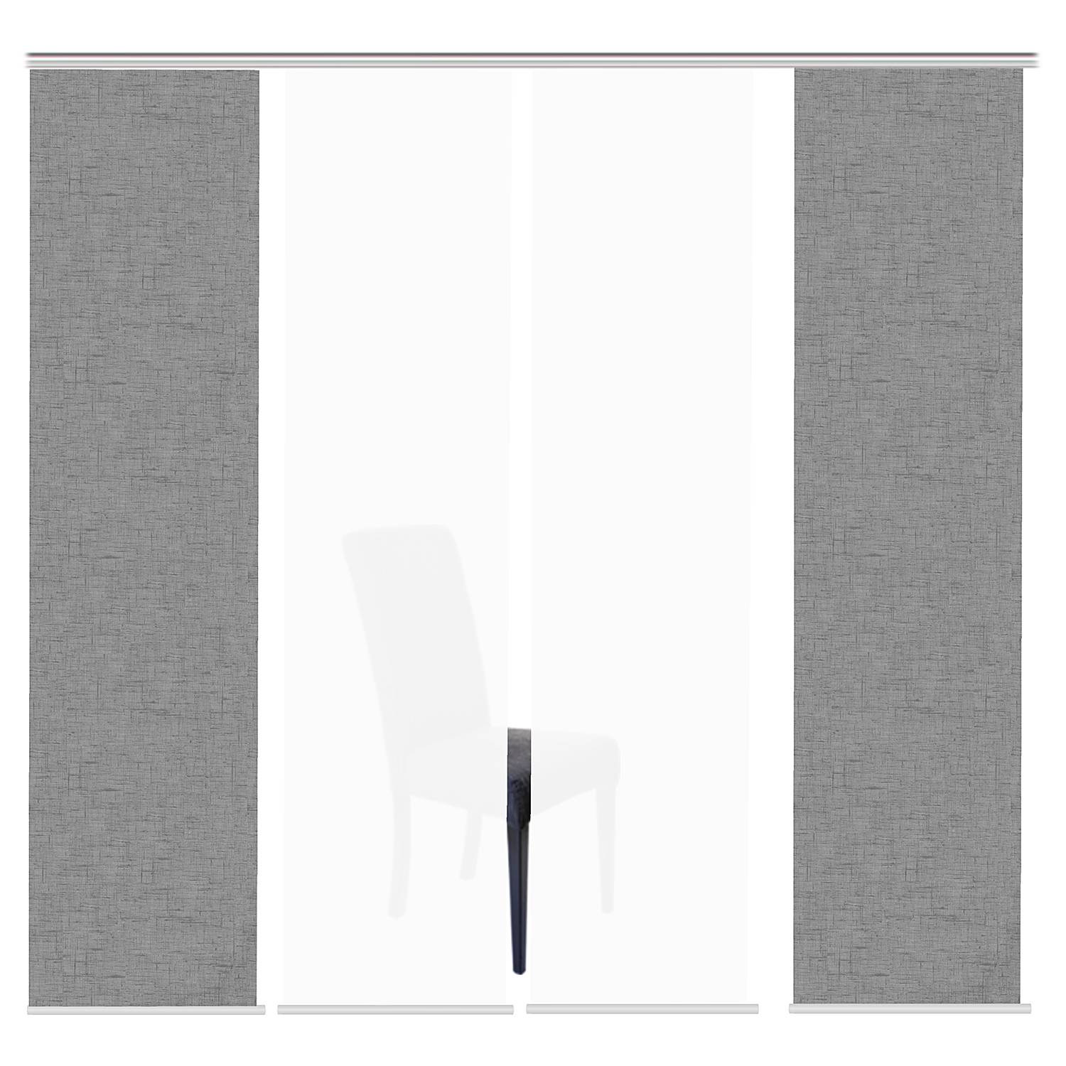 Schiebevorhang Pive Webstoff Grau 60 x 245 cm 4er Set