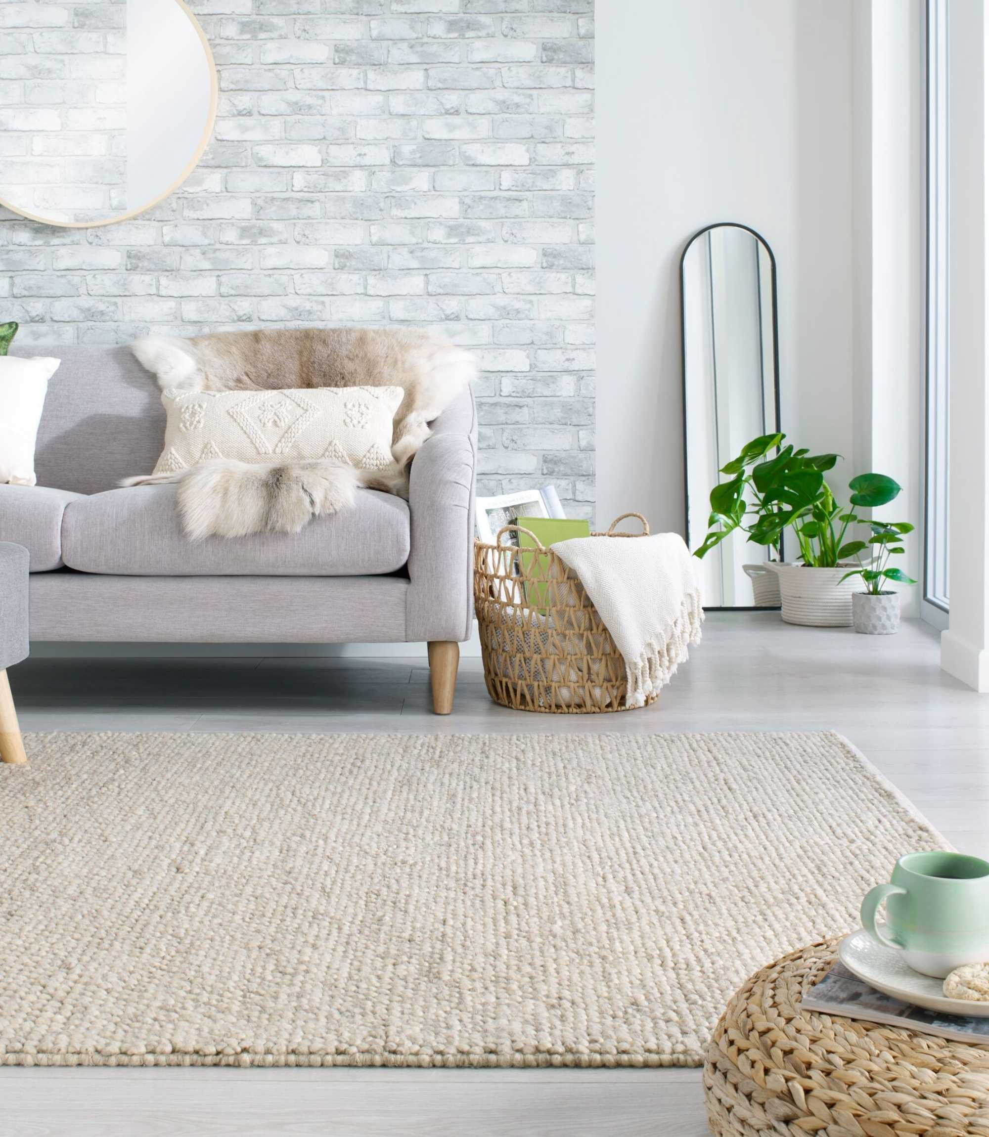 Wool blend rug Minerals Light grey 80 x 150 cm