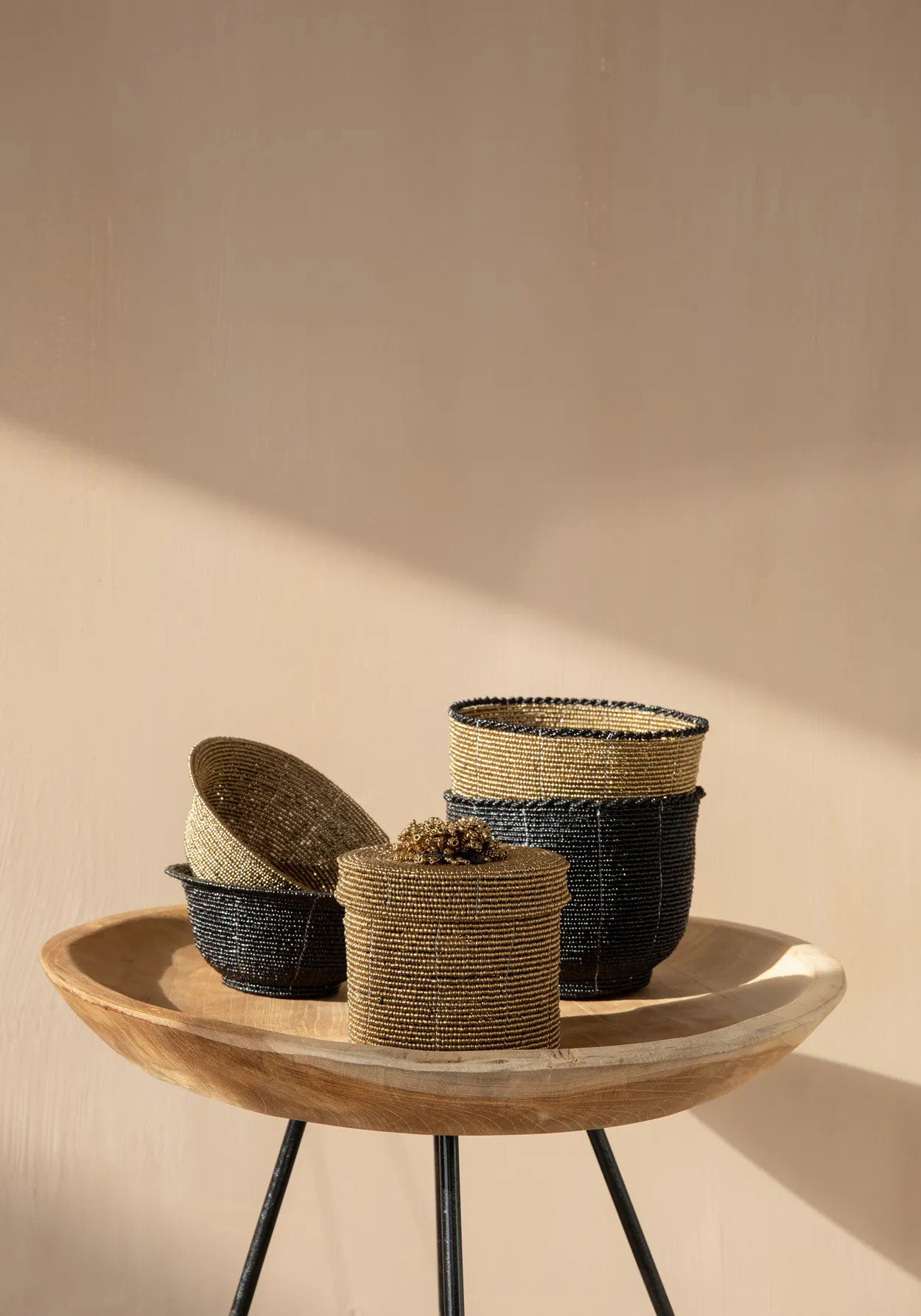 Beaded bowl
Gold