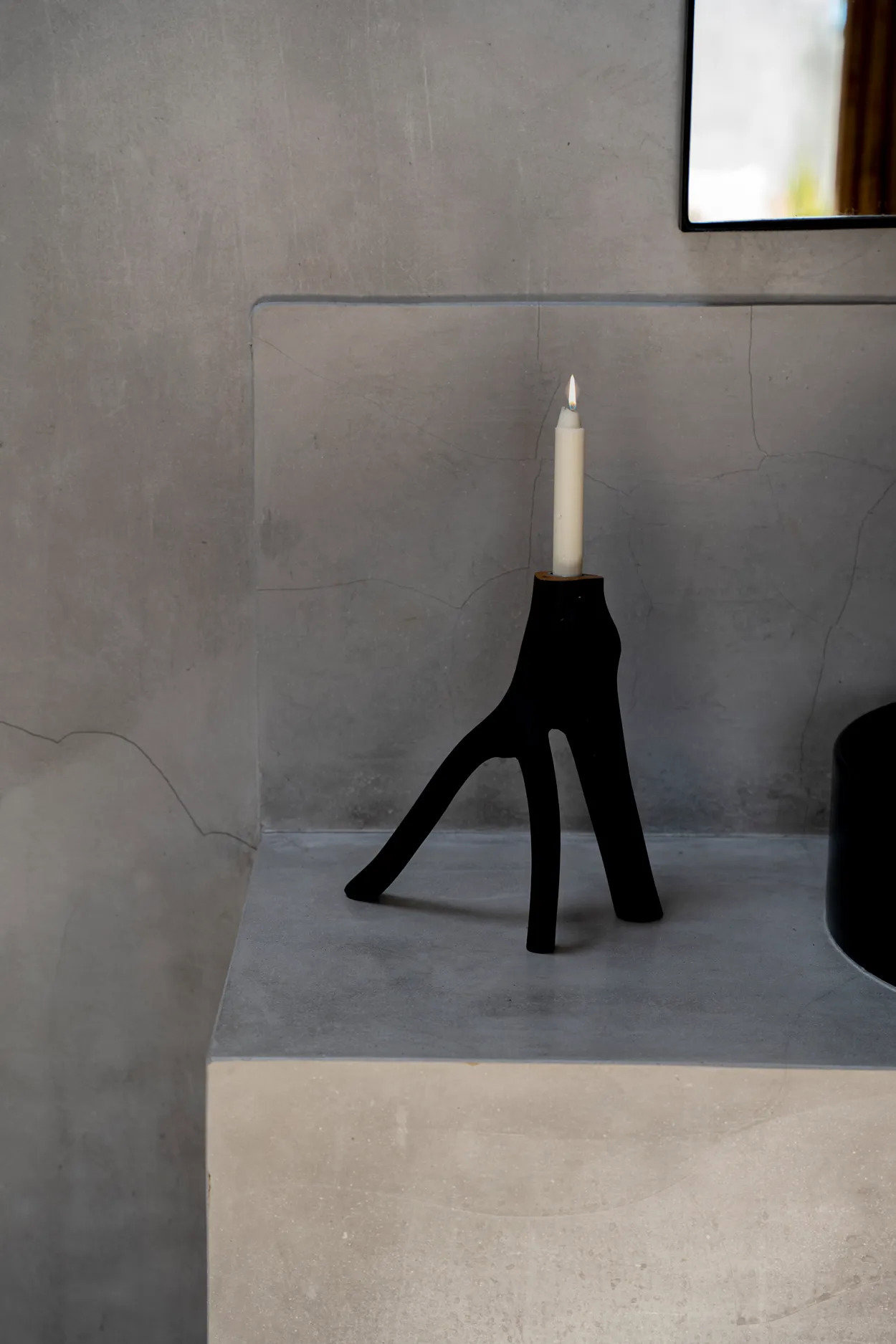 Triple Twig Candle Holder Black