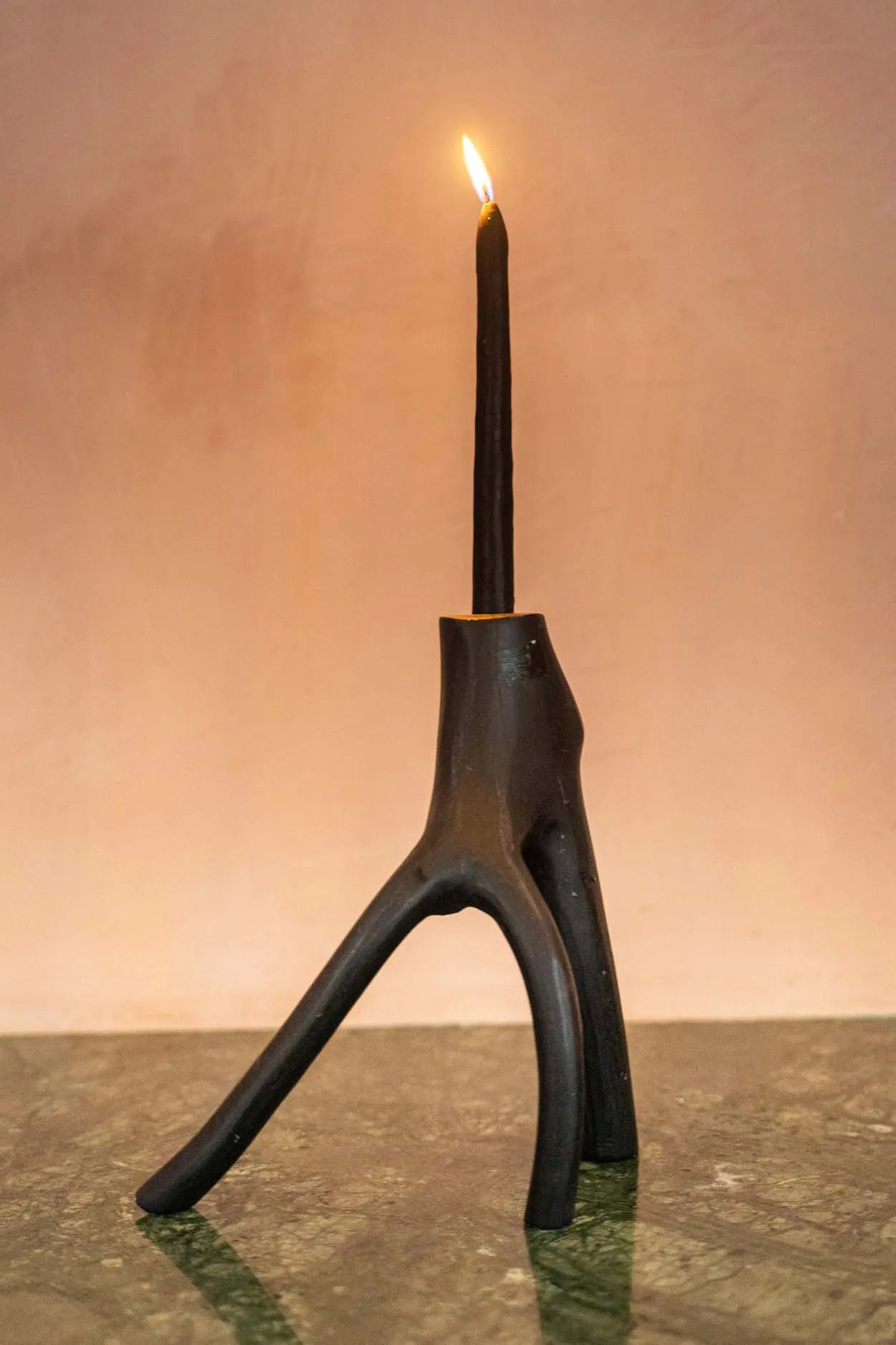 Triple Twig Candle Holder Black