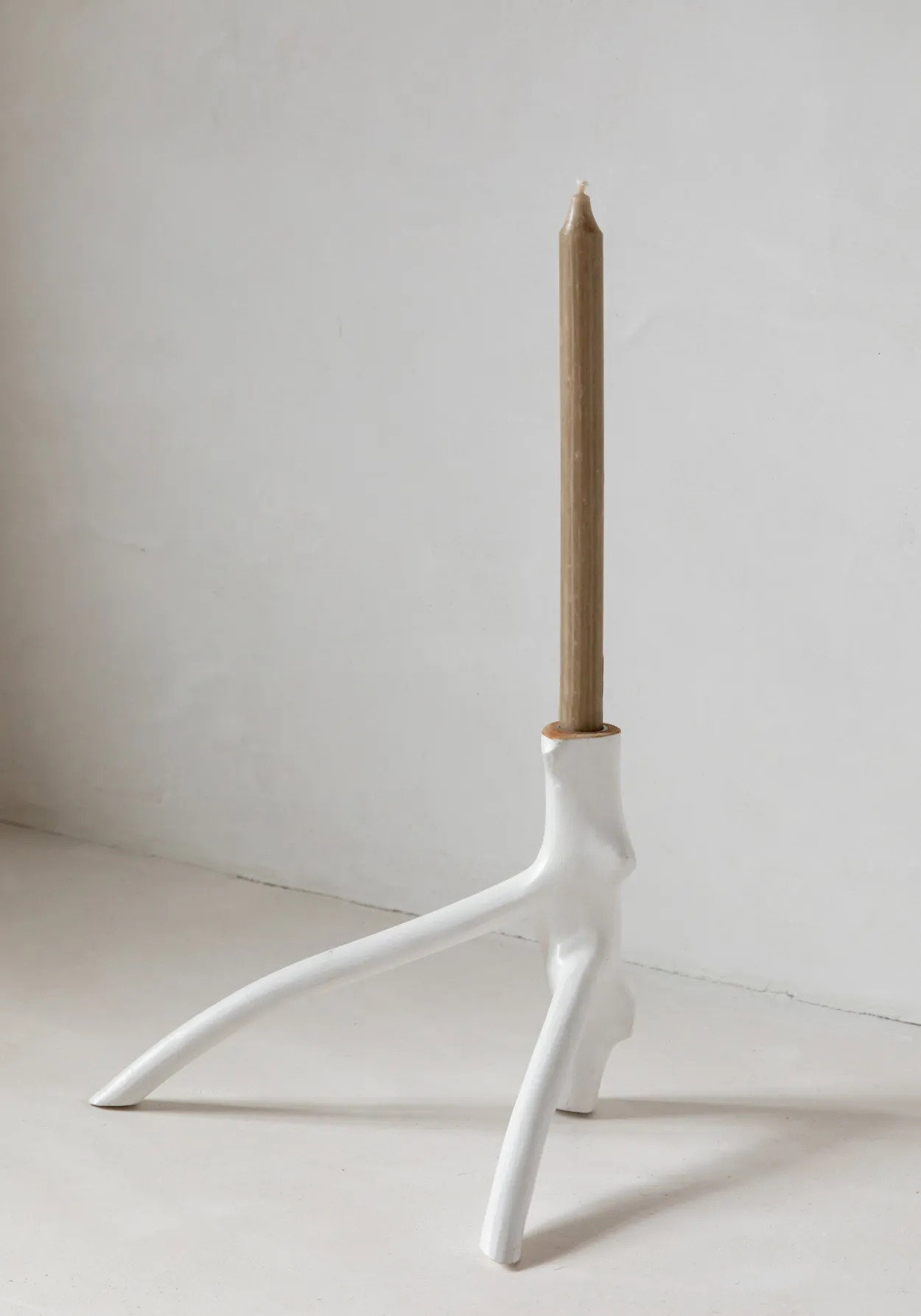 Triple Twig Candle Holder White