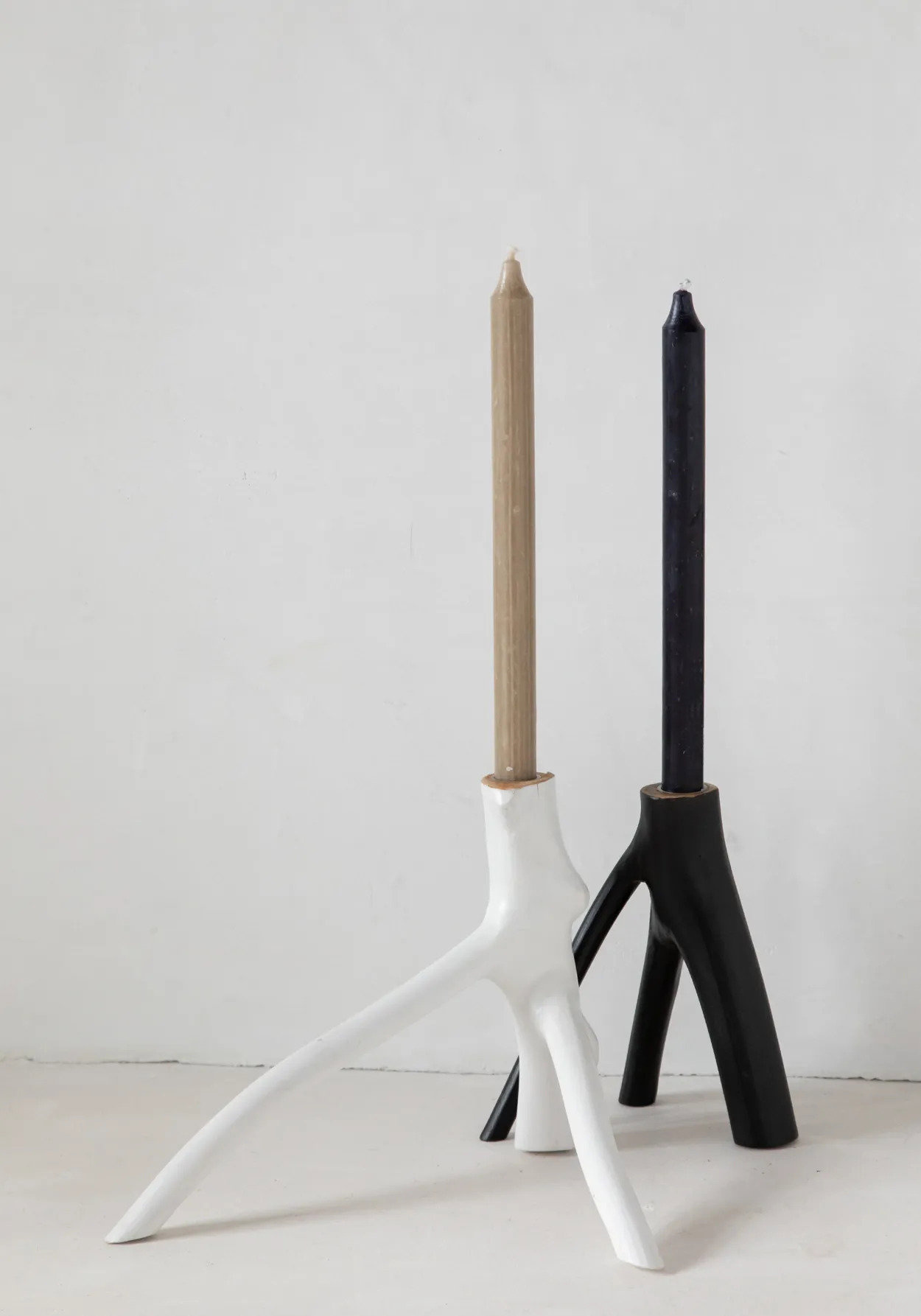 Triple Twig Candle Holder White