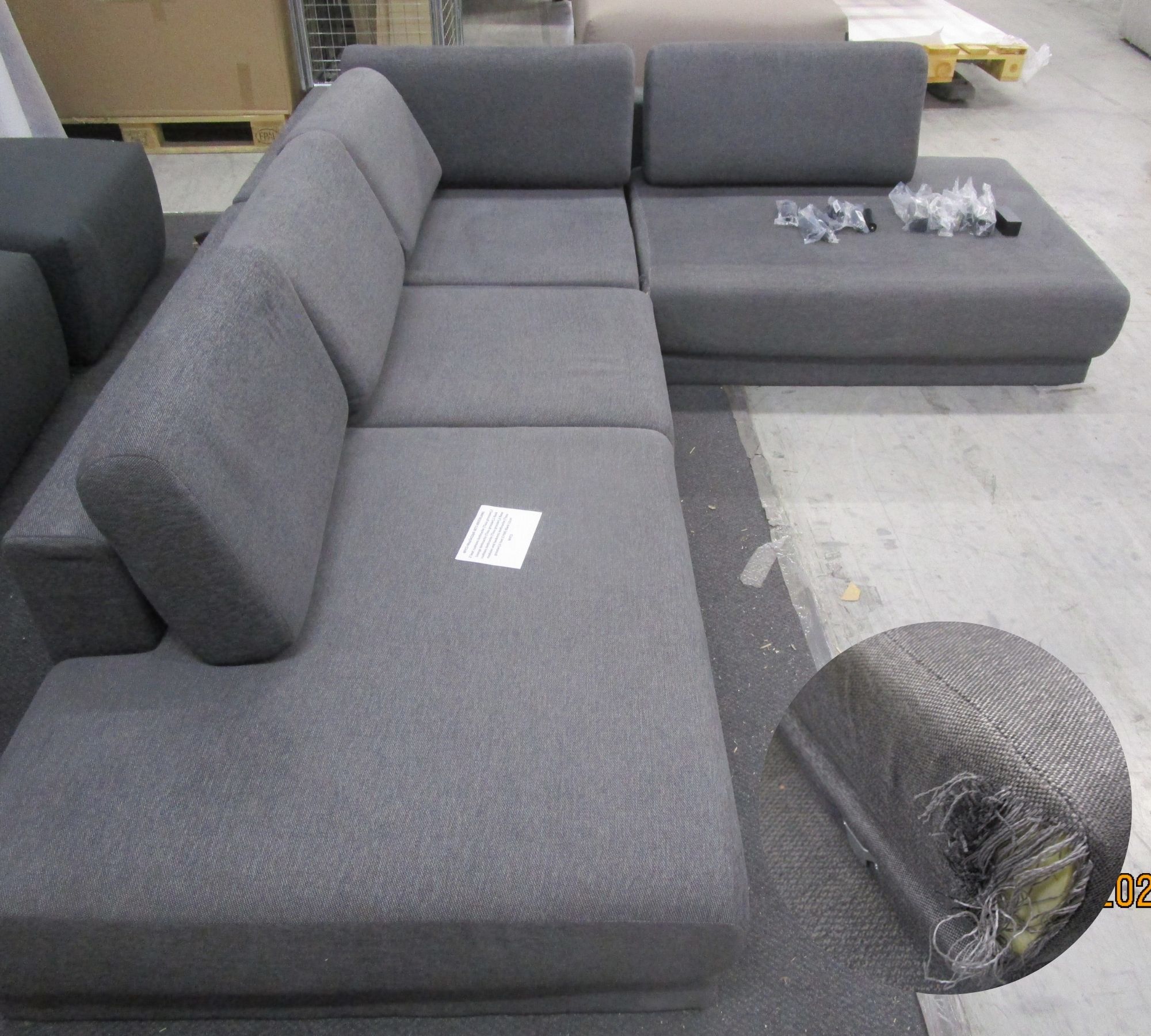 Tyme Sofa 3-Sitzer Récamiere Rechts Strukturgewebe Anthrazit