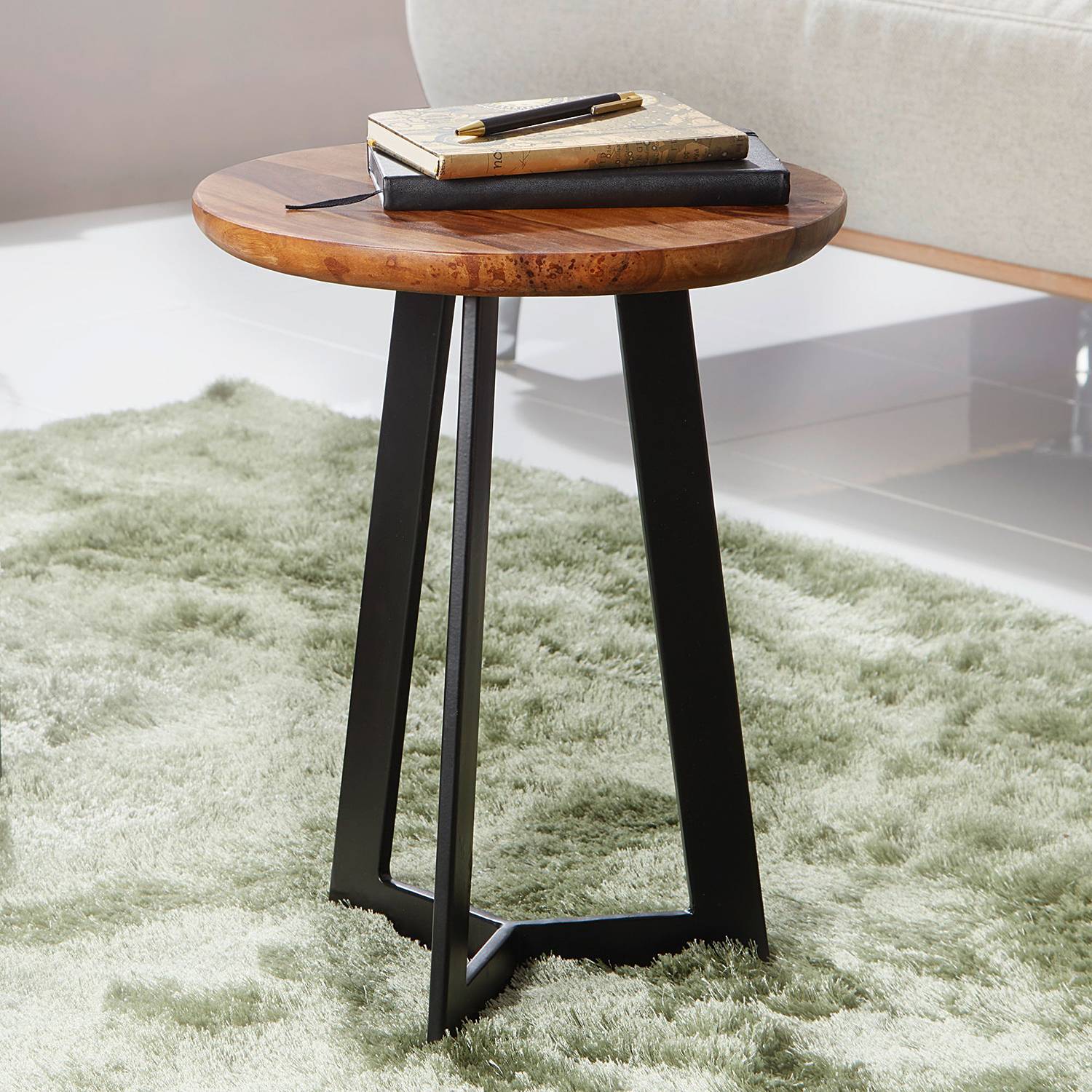 Quinton Side Table Rosewood Iron