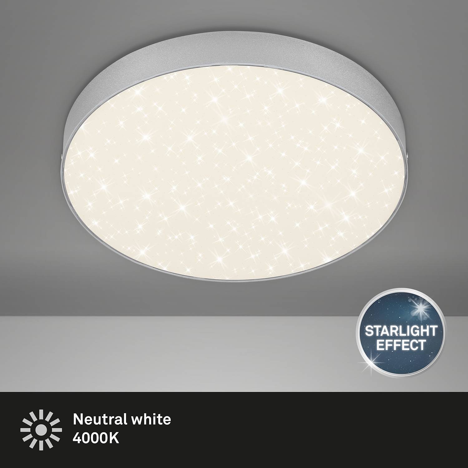Briloner LED-Deckenleuchte Flame Star I Metall Silber