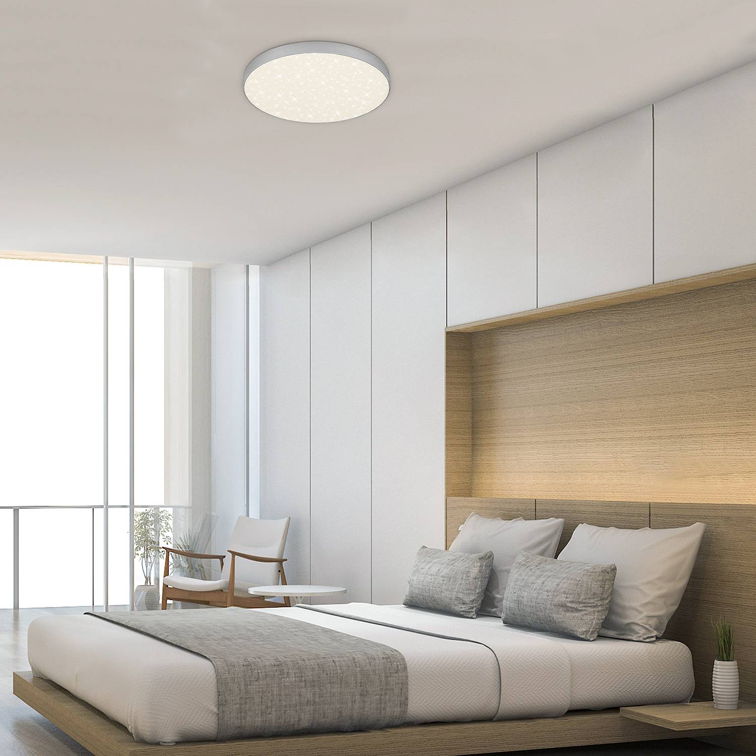 Briloner LED-Deckenleuchte Flame Star I Metall Silber