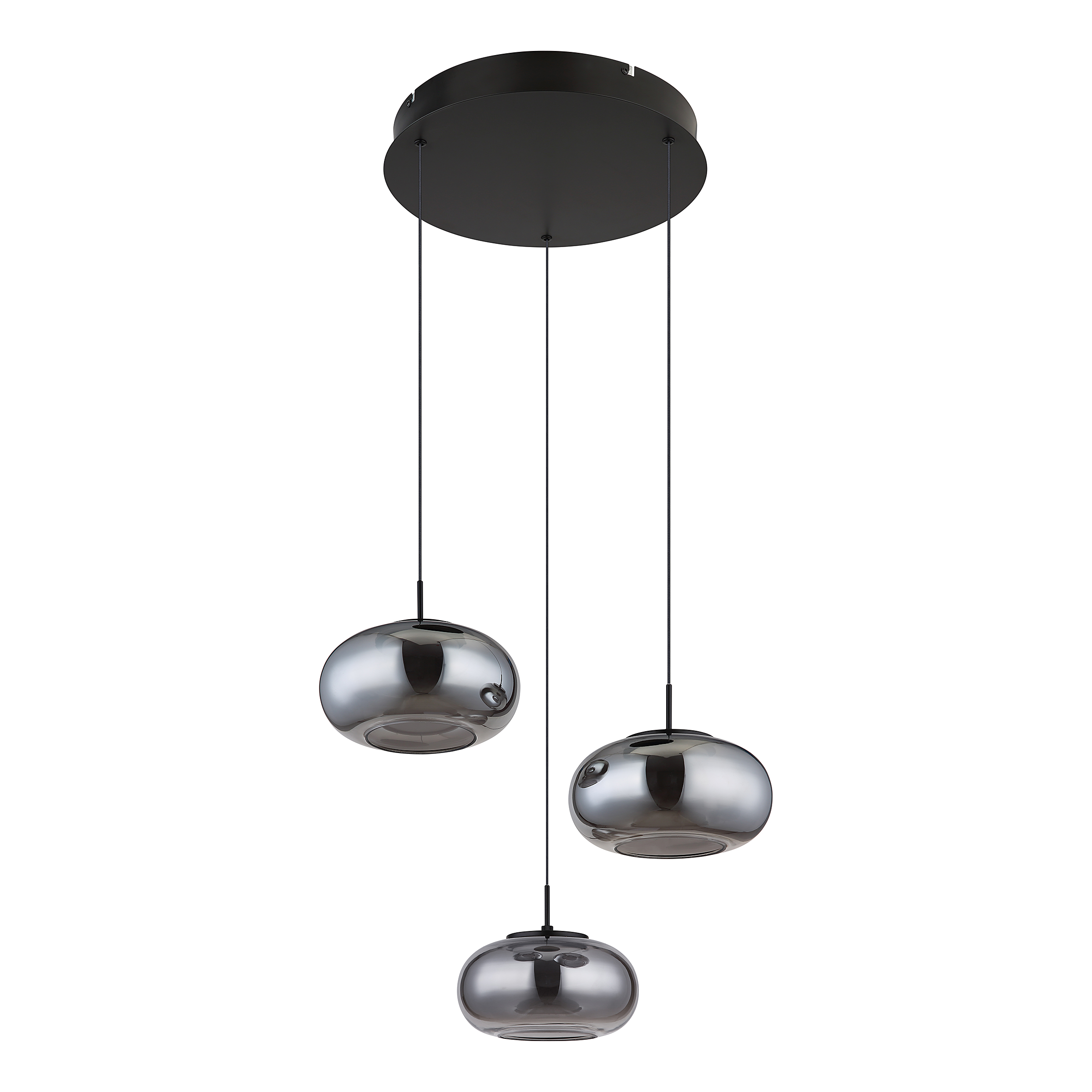 Quintara Type A LED pendant lamp smoked glass iron 3-flame