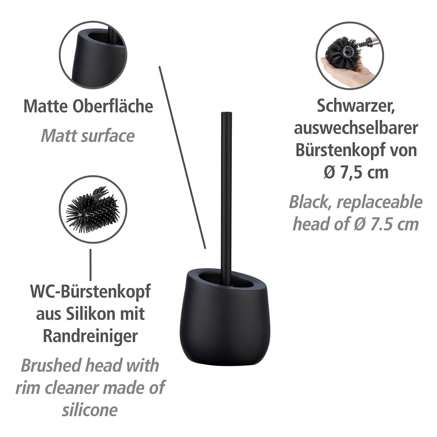 WC-Garnitur Badi Keramik Schwarz Schwarz