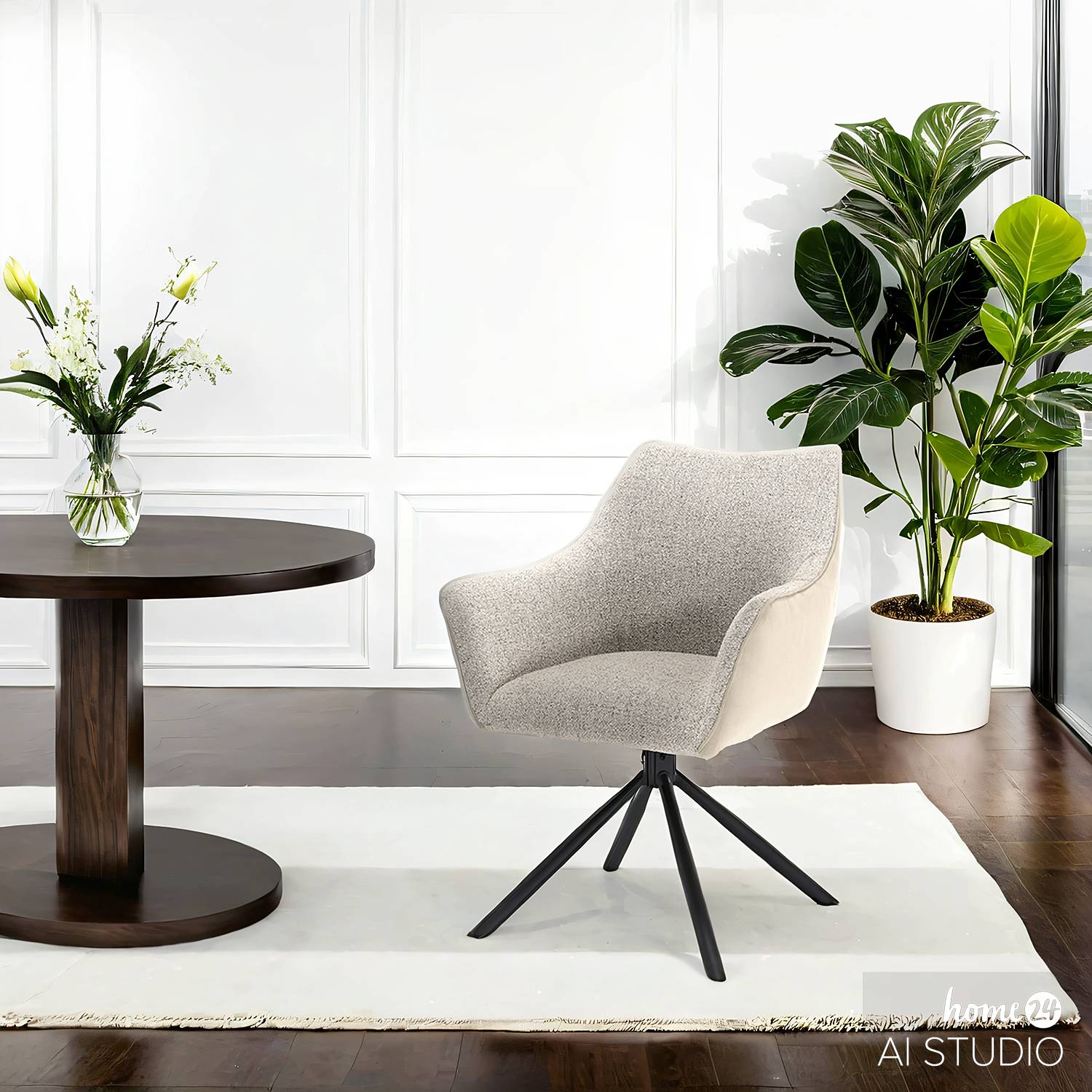 Solin Swiveling Armchair Microfiber Beige