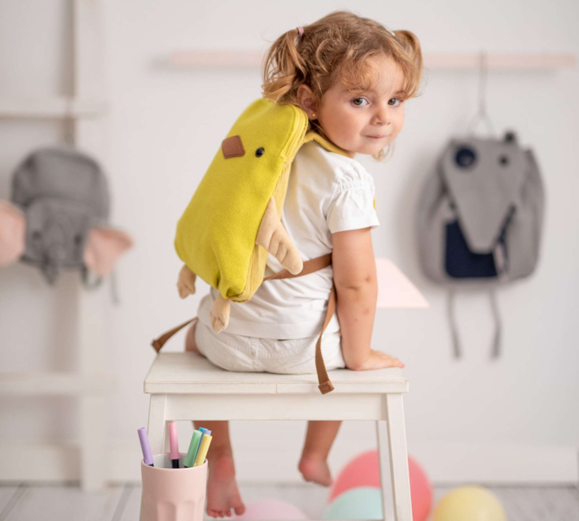 Chick backpack cotton yellow