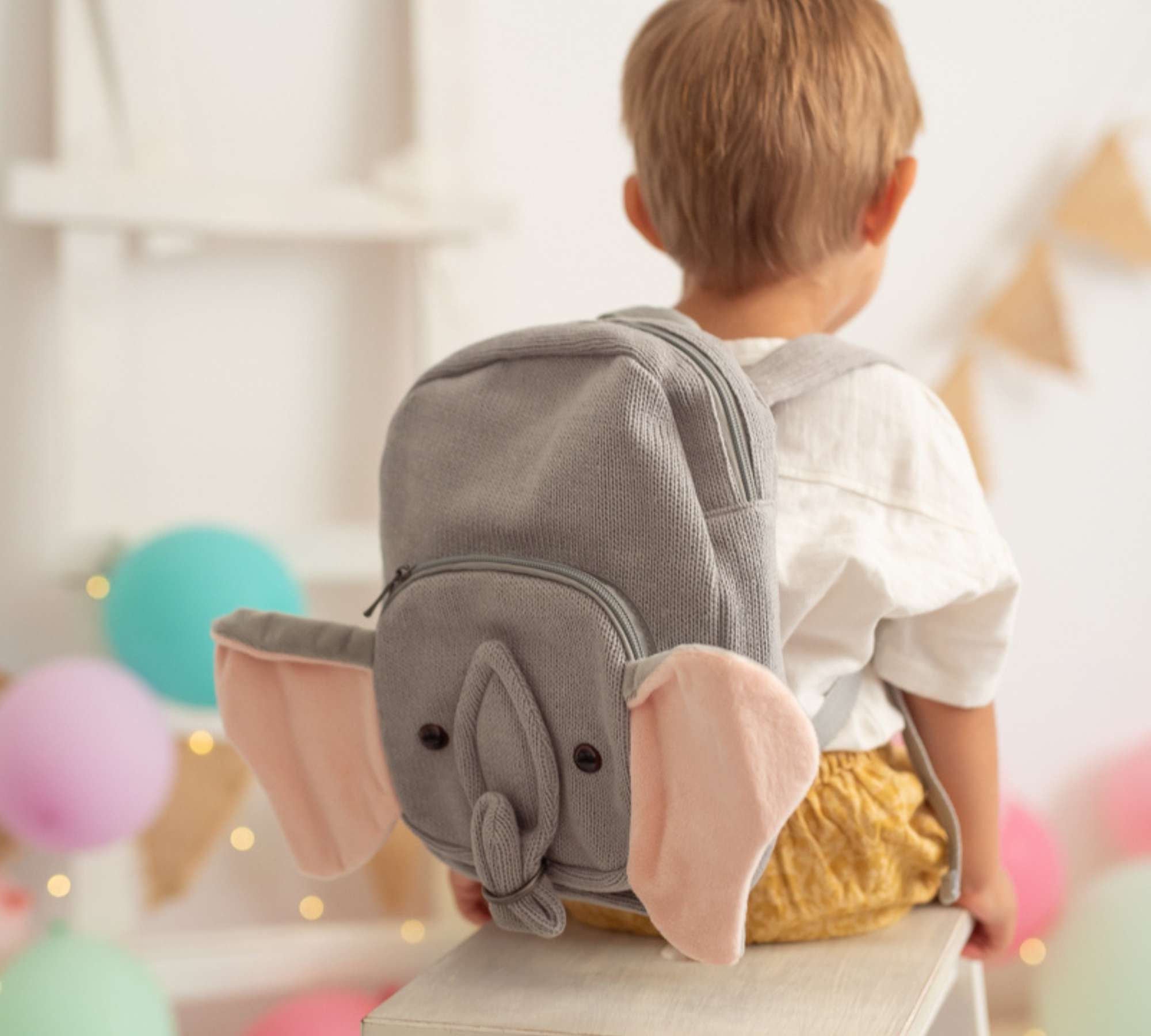 Elephant Backpack Cotton Grey