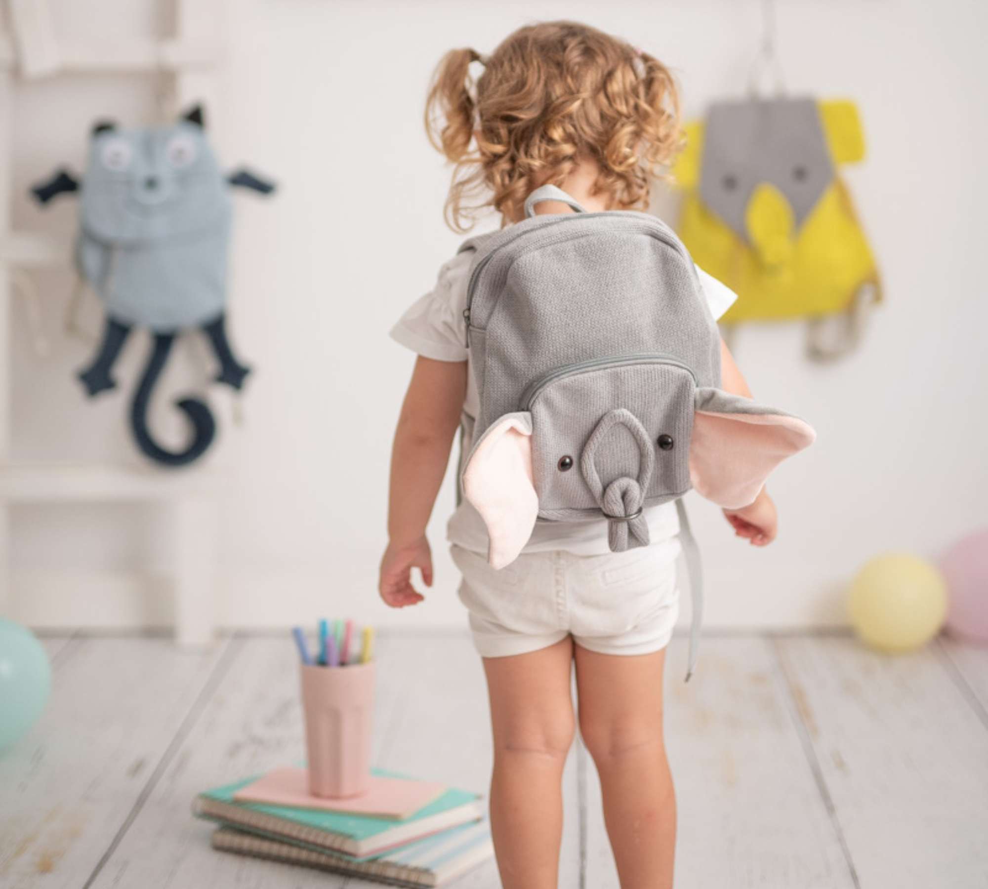 Elephant Backpack Cotton Grey