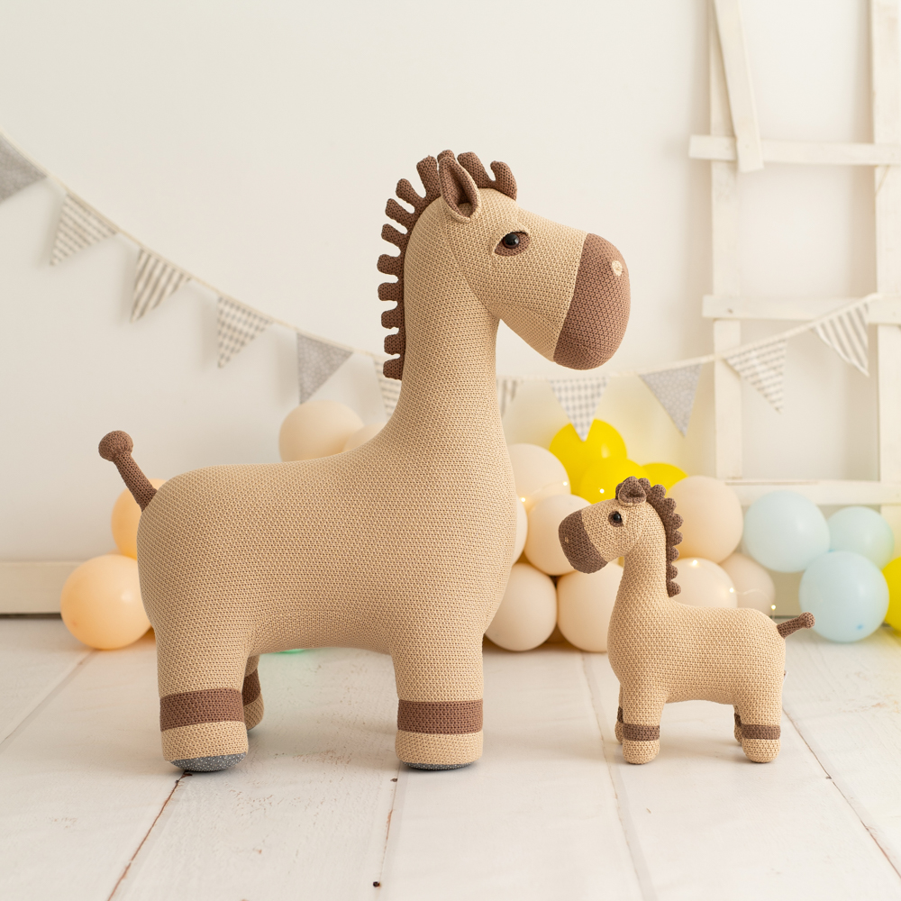 Horse Maxi & Horse Mini Plush Toy Cotton Brown