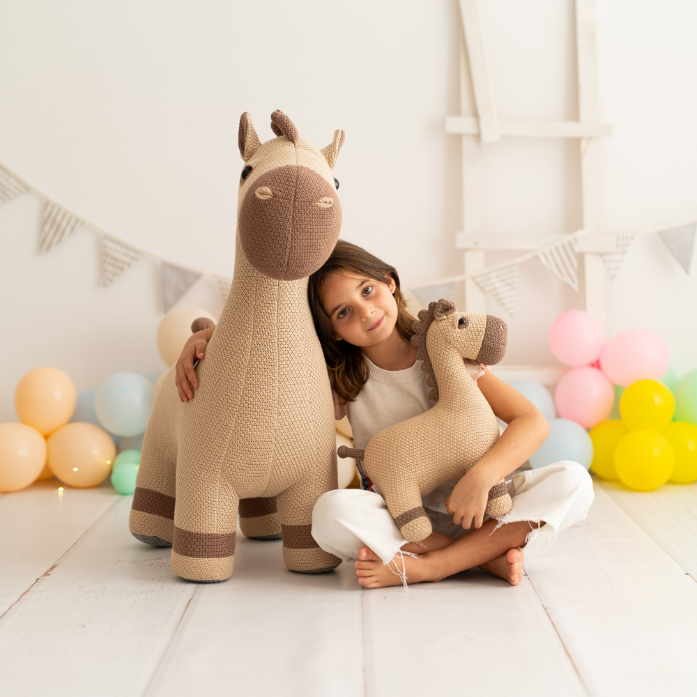 Pferd Maxi & Pferd Mini Plüschtier Baumwolle Braun