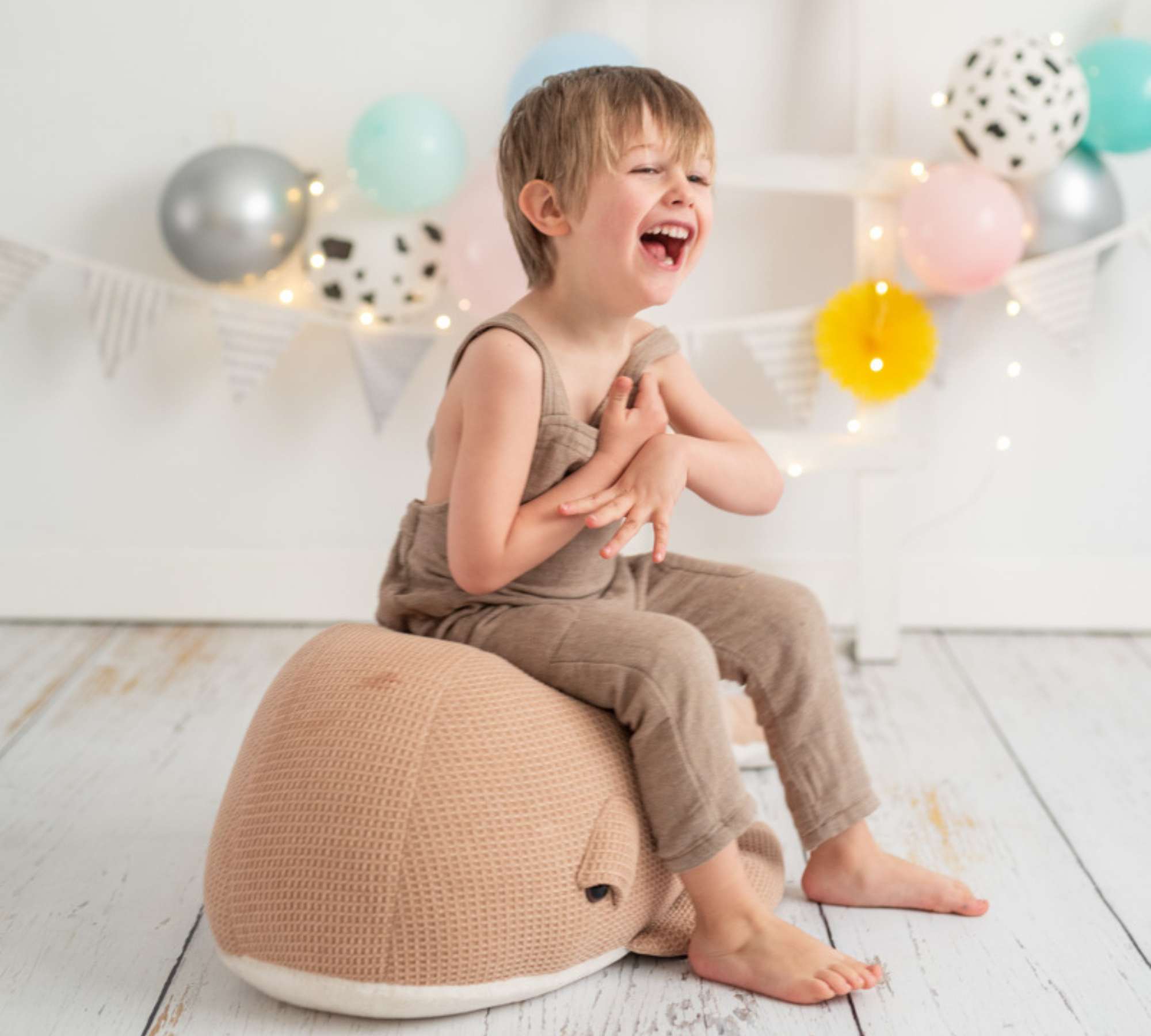 Whale Maxi Soft Toy Cotton Beige