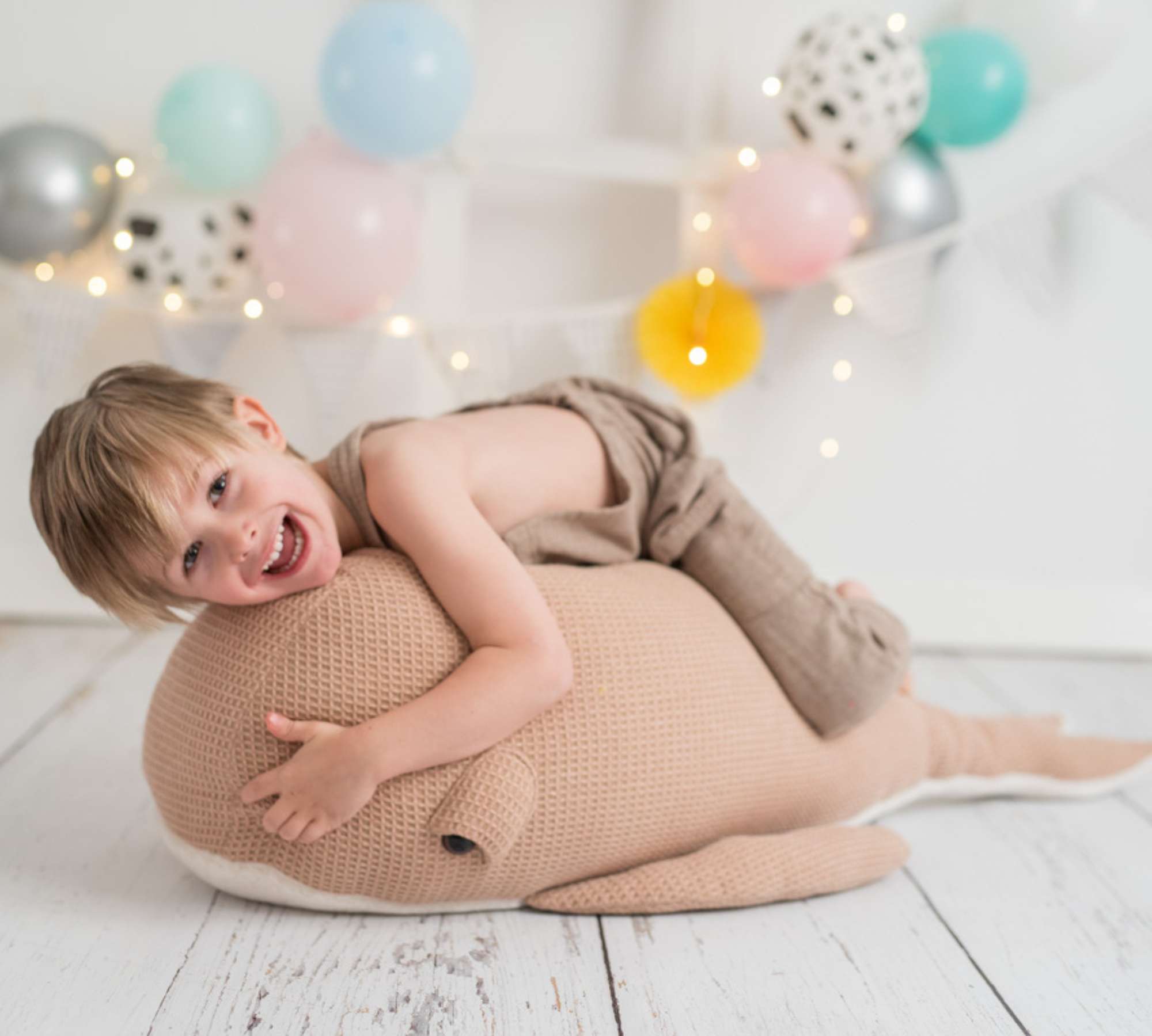 Whale Maxi Soft Toy Cotton Beige