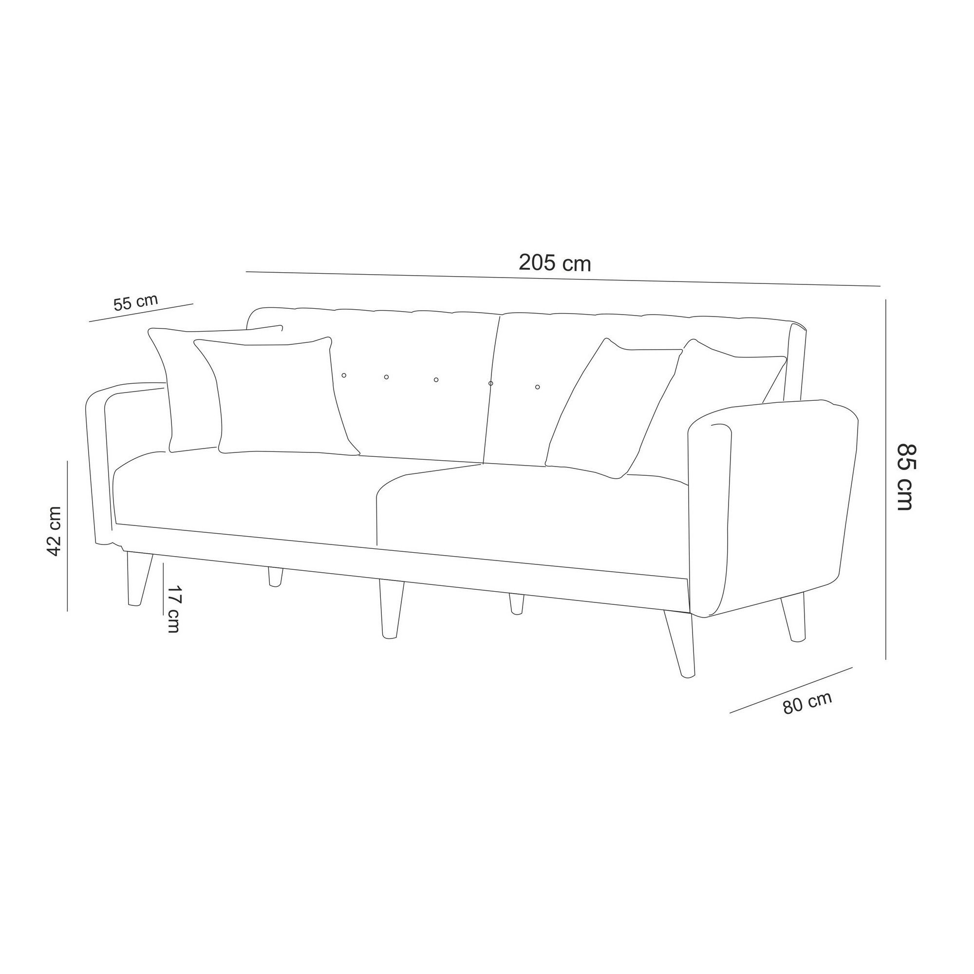 Aria Set divano letto impiallacciatura di legno grigio