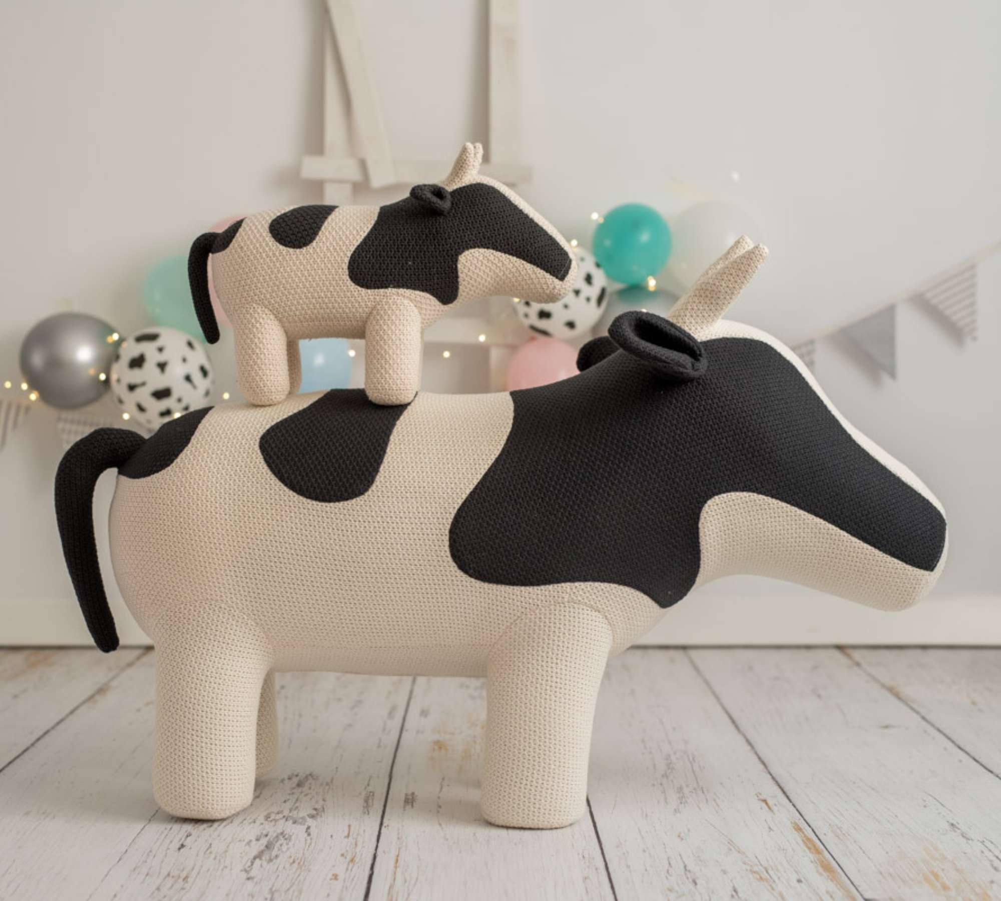 Cow Maxi plush toy Cotton Wood White Spotted