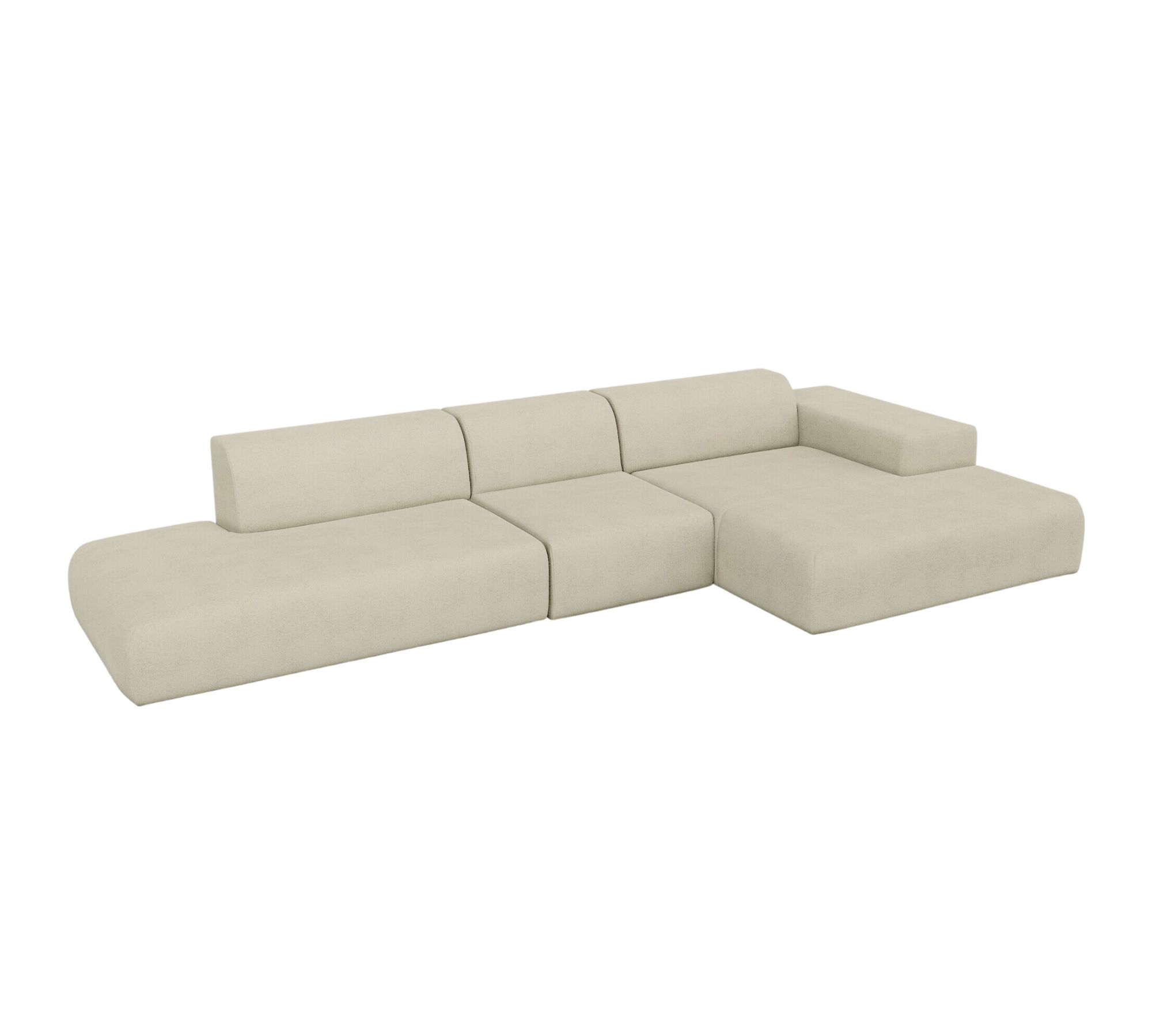 Pyllow Sofa Récamiere Rechts Webstoff Cremeweiß