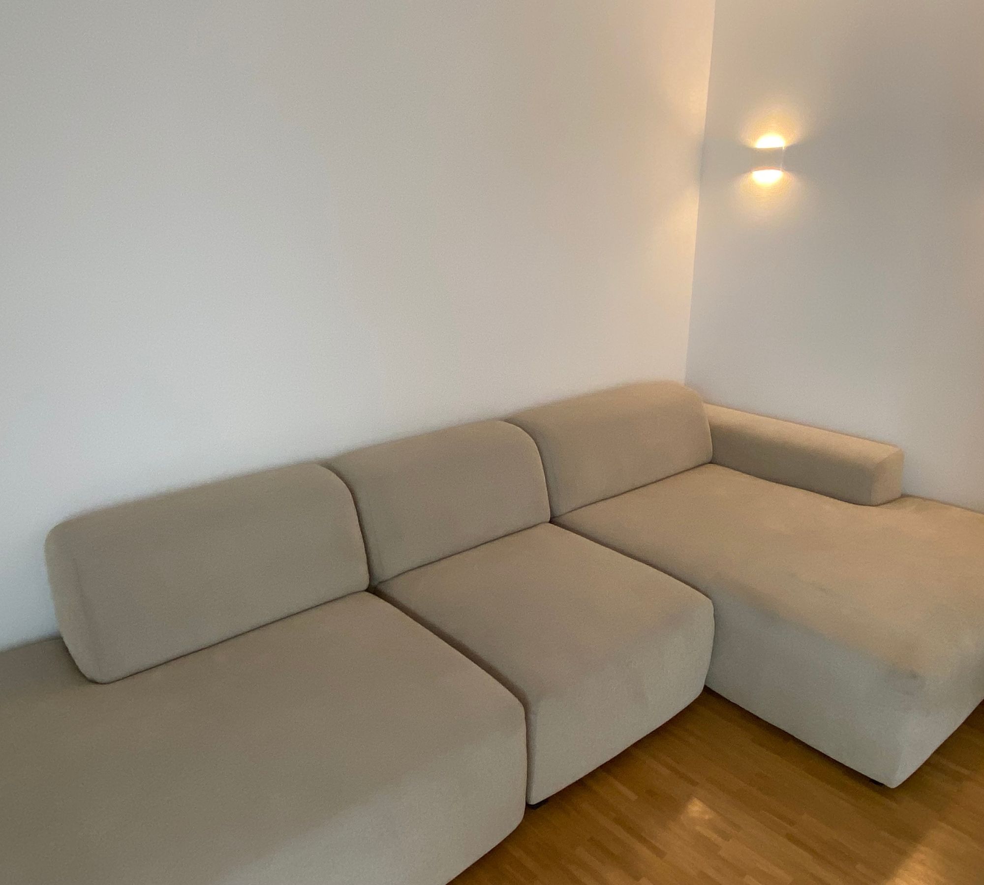 Pyllow Sofa Récamiere Rechts Webstoff Cremeweiß