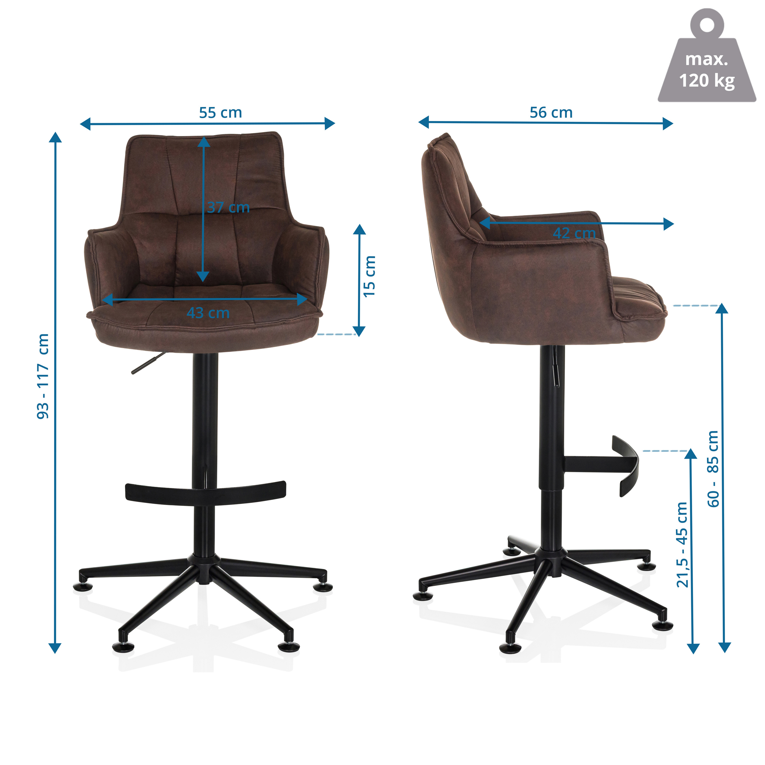 SOLAO LIFE HIGH Barstool Fabric Brown