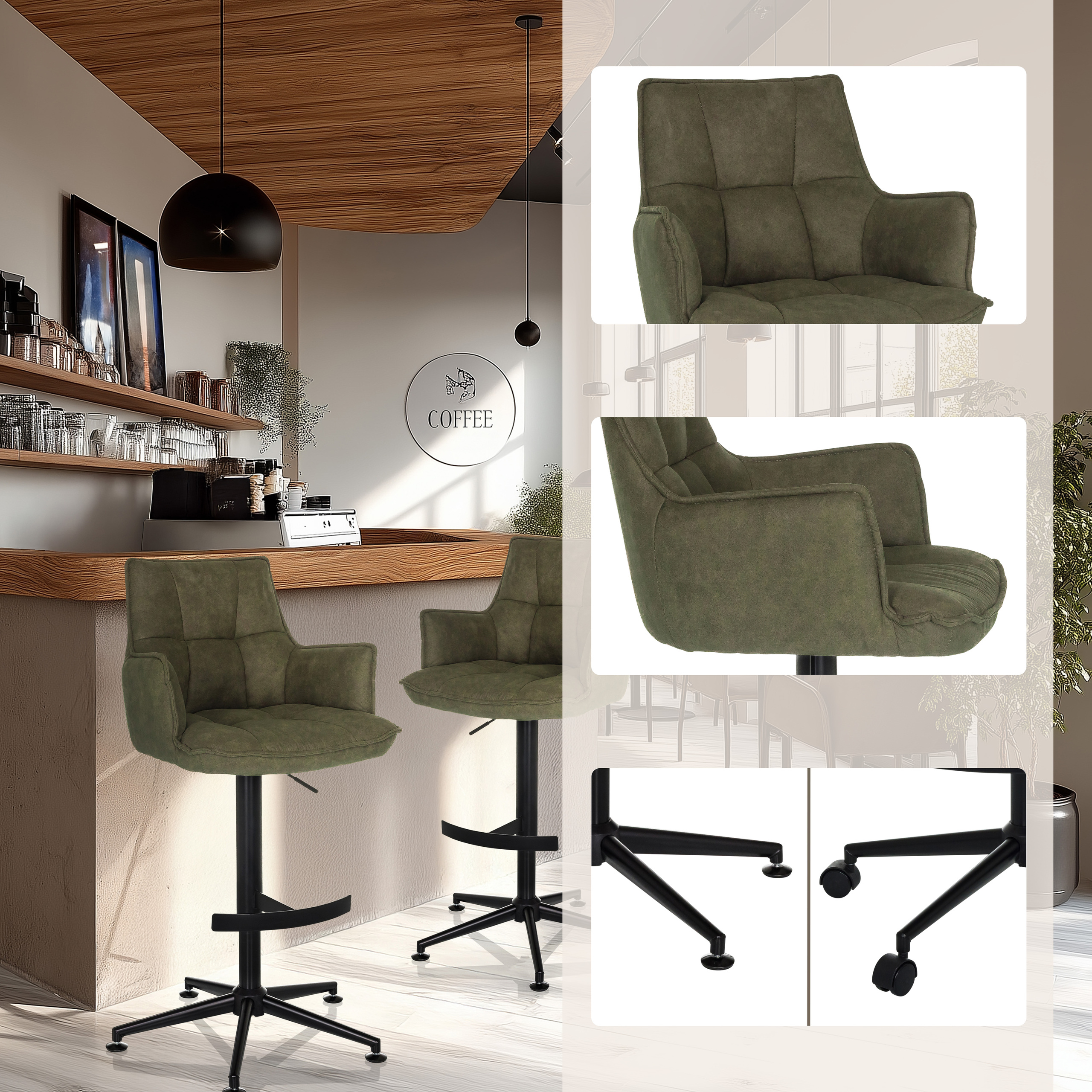 SOLAO LIFE HIGH Sgabello da bar Tessuto Verde