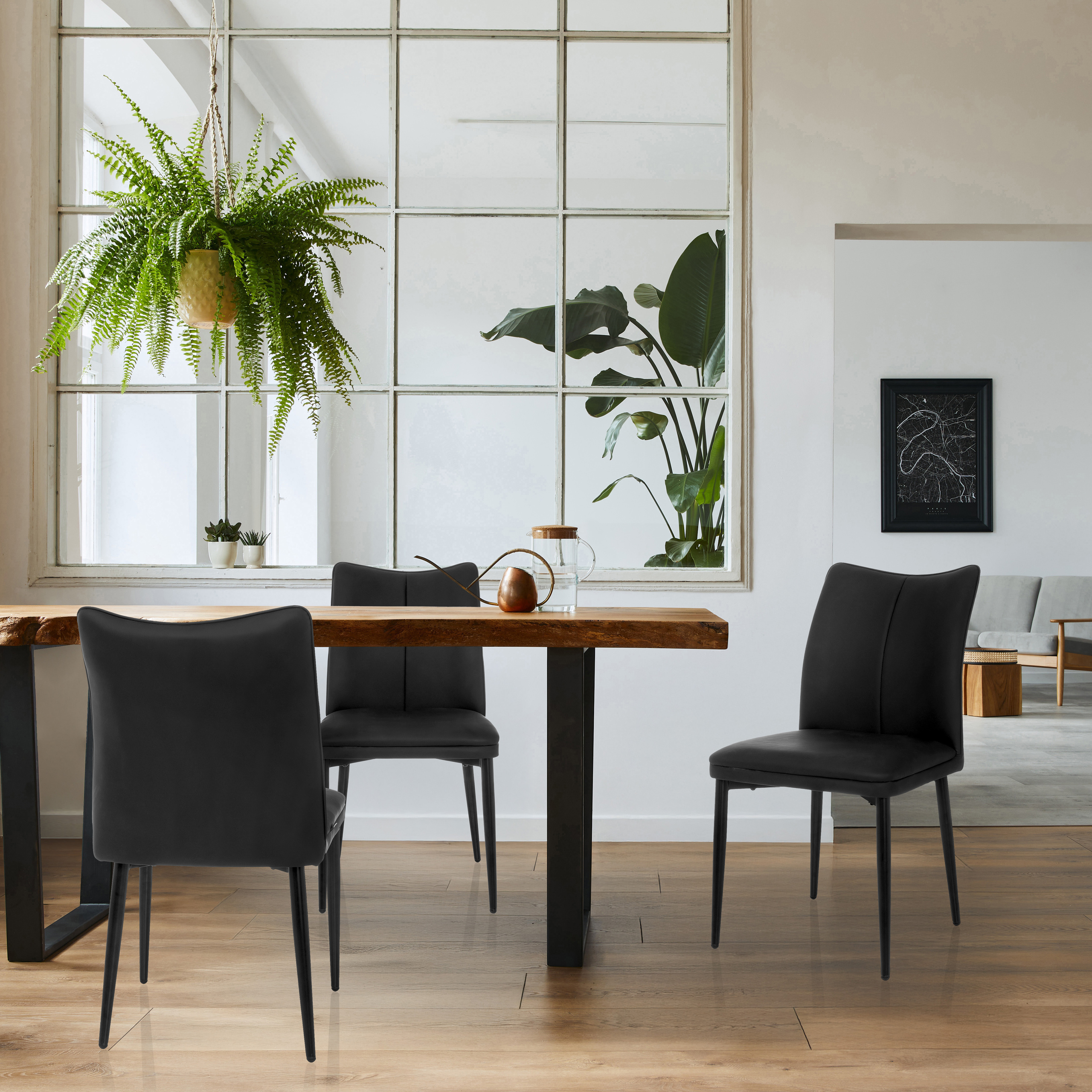 Dining chair faux leather black