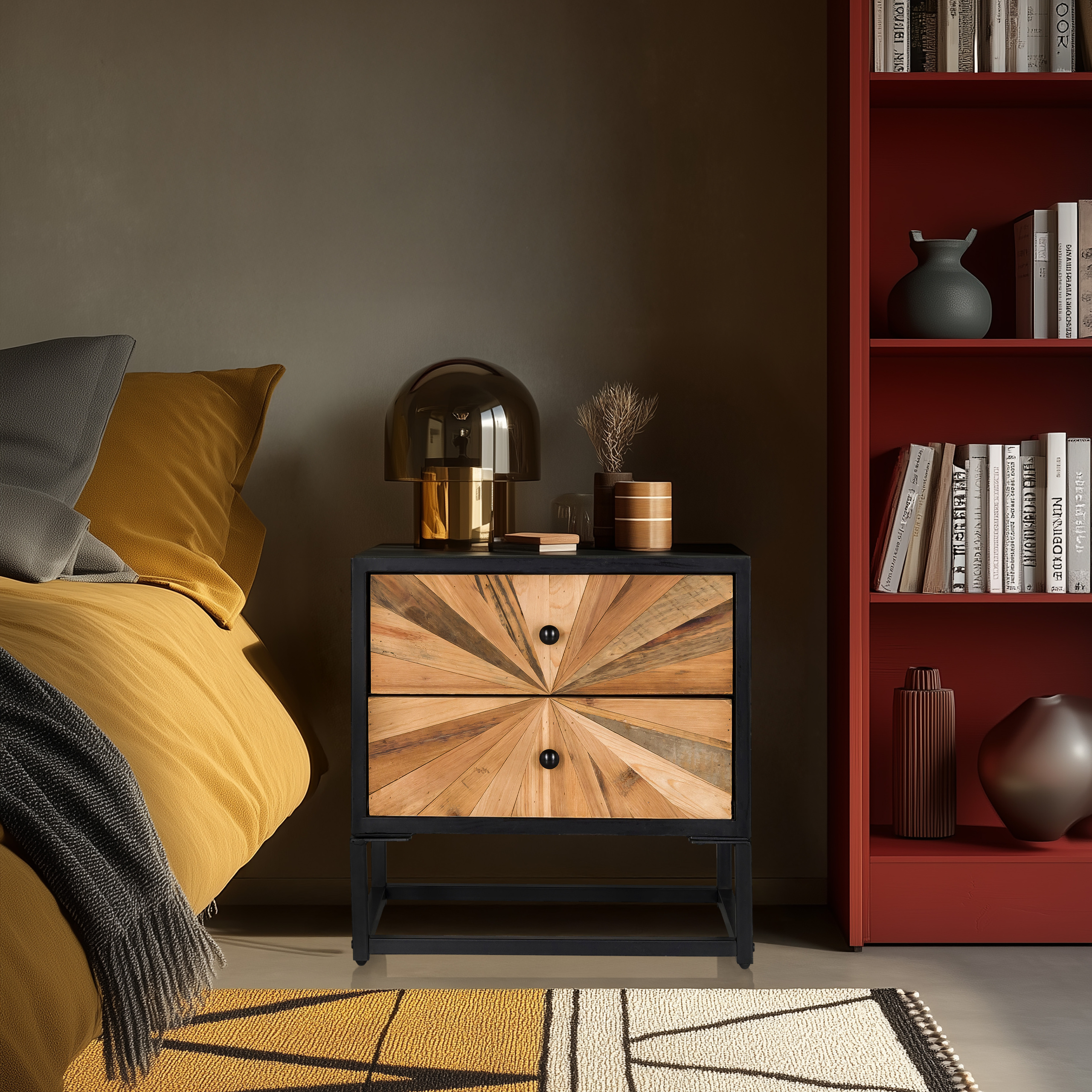 SANTJAGO BLACK SUN Side table fir wood