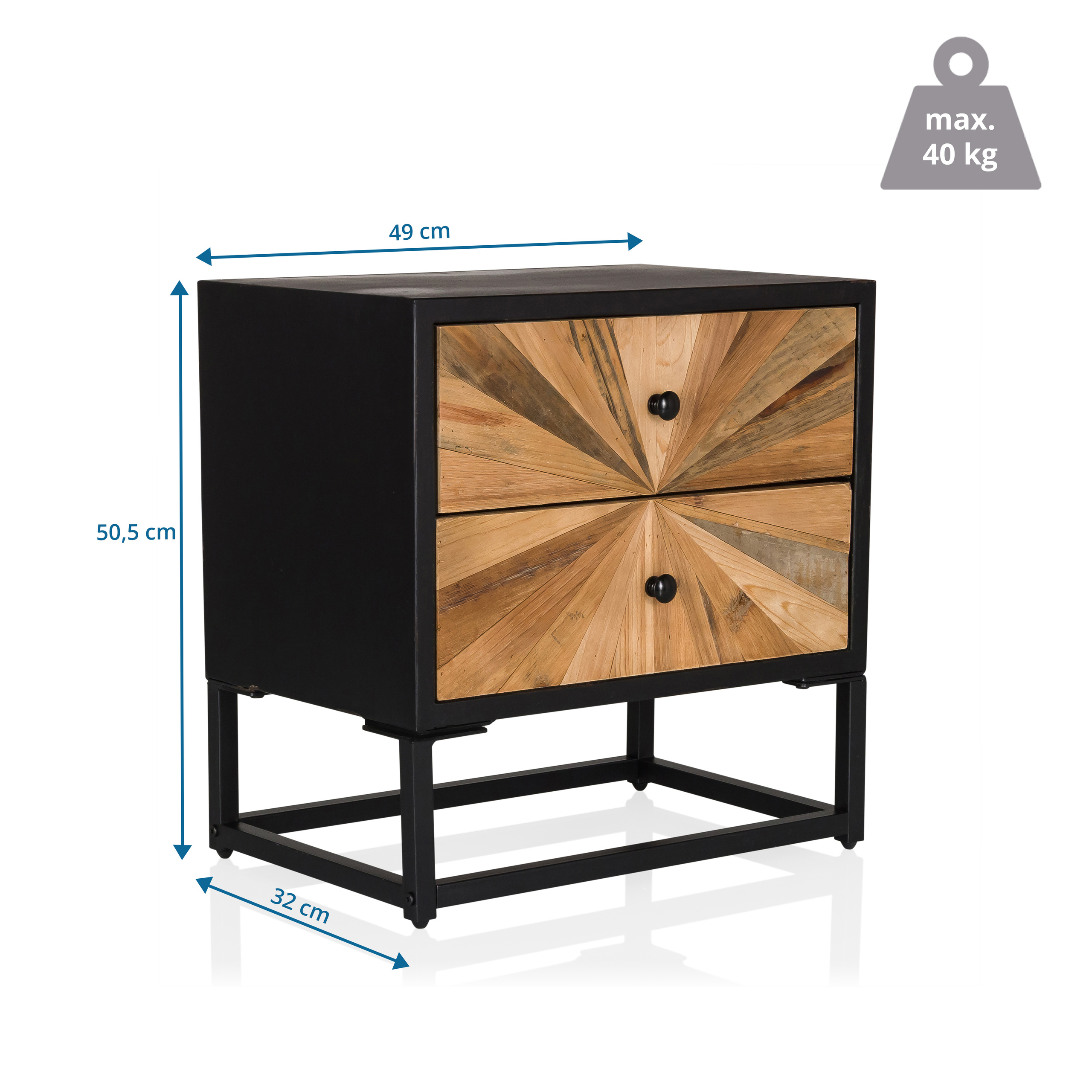 SANTJAGO BLACK SUN Side table fir wood