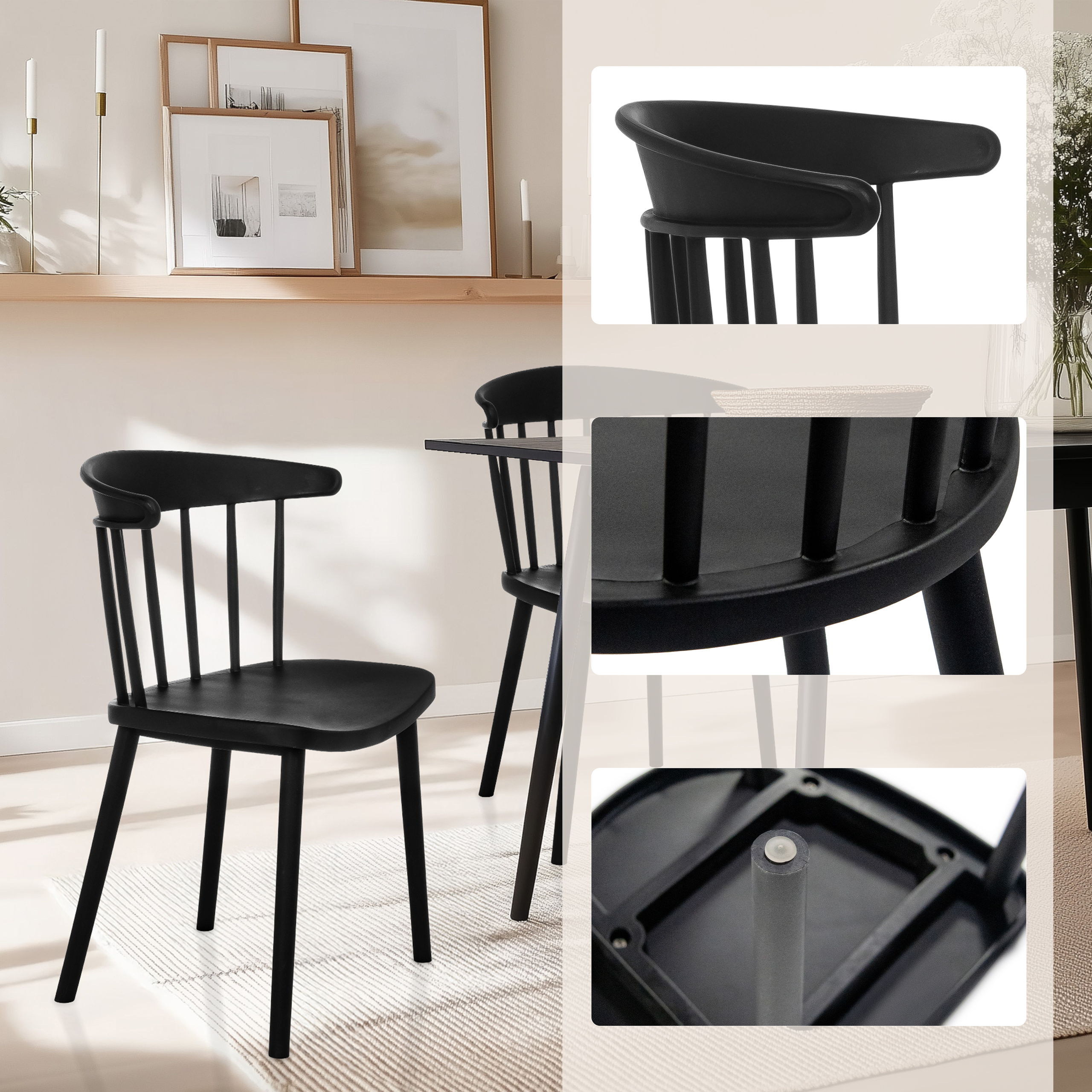 ARTIFO RIB Esszimmerstuhl Kunststoff Schwarz