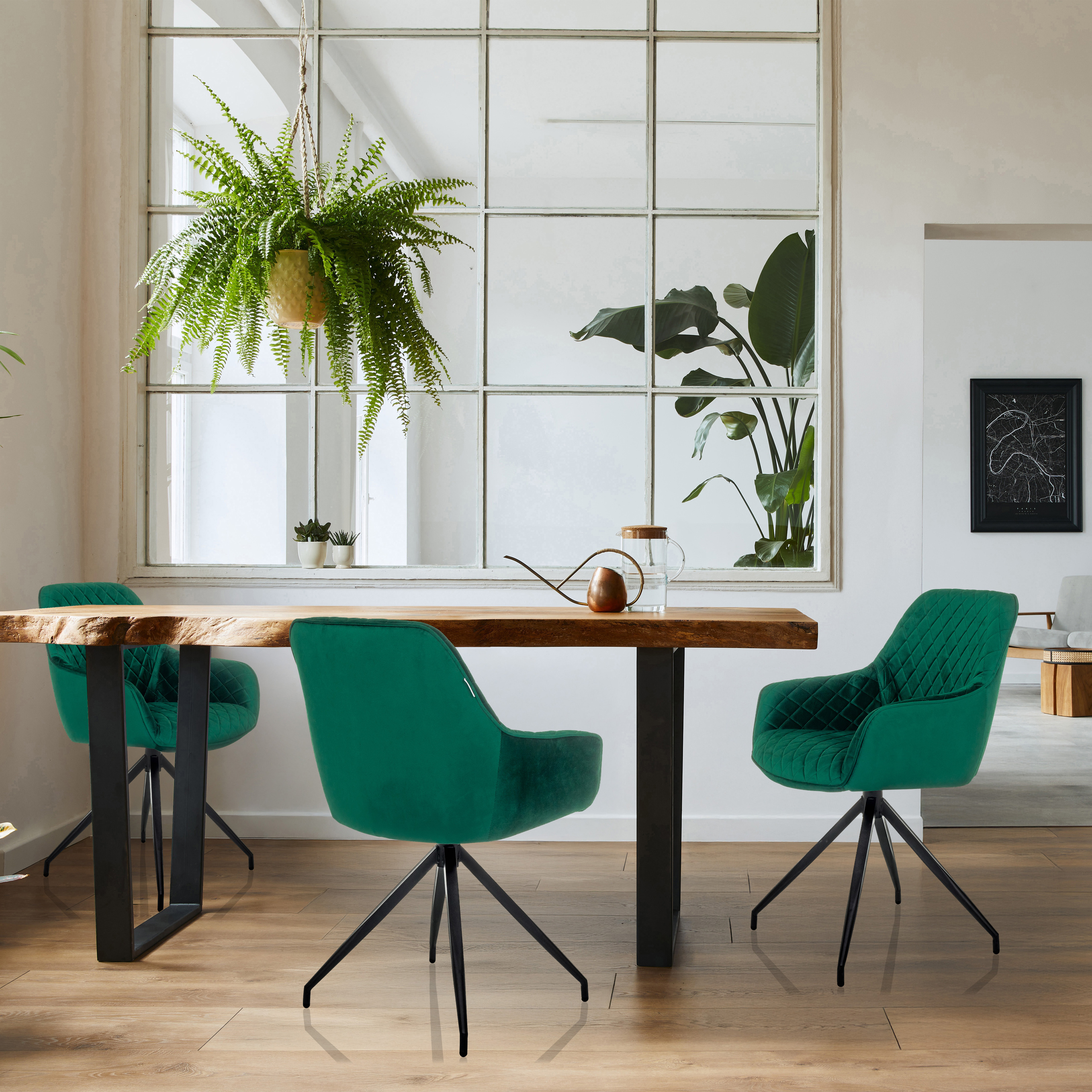 ELVERUM Dining chair Velvet Green