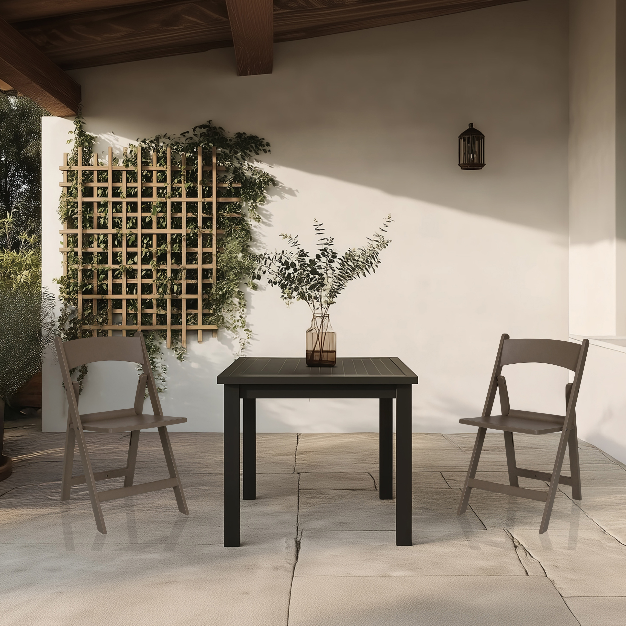 2x Travano Gartenstuhl Kunststoff Braun