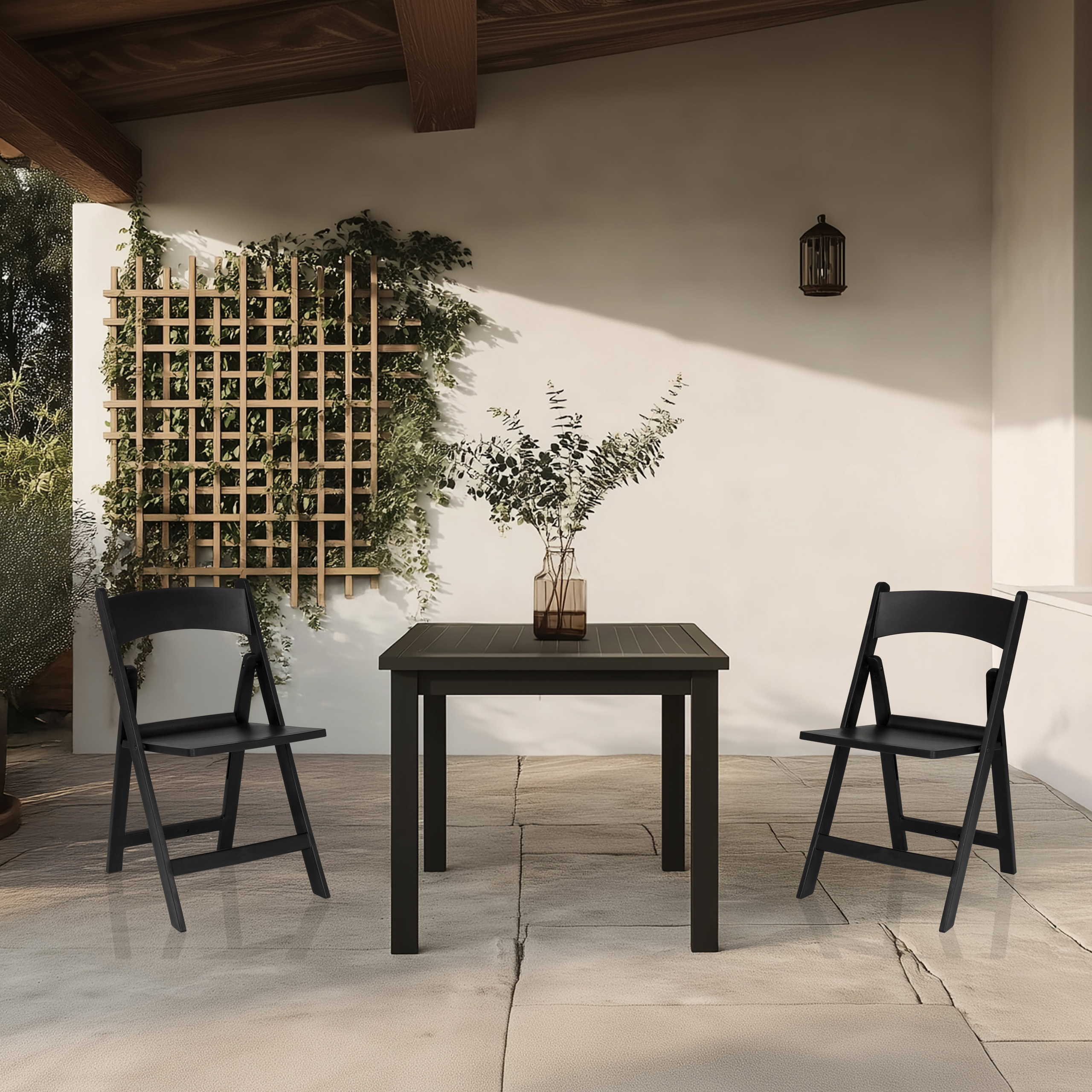 2x Travano Gartenstuhl Kunststoff Schwarz