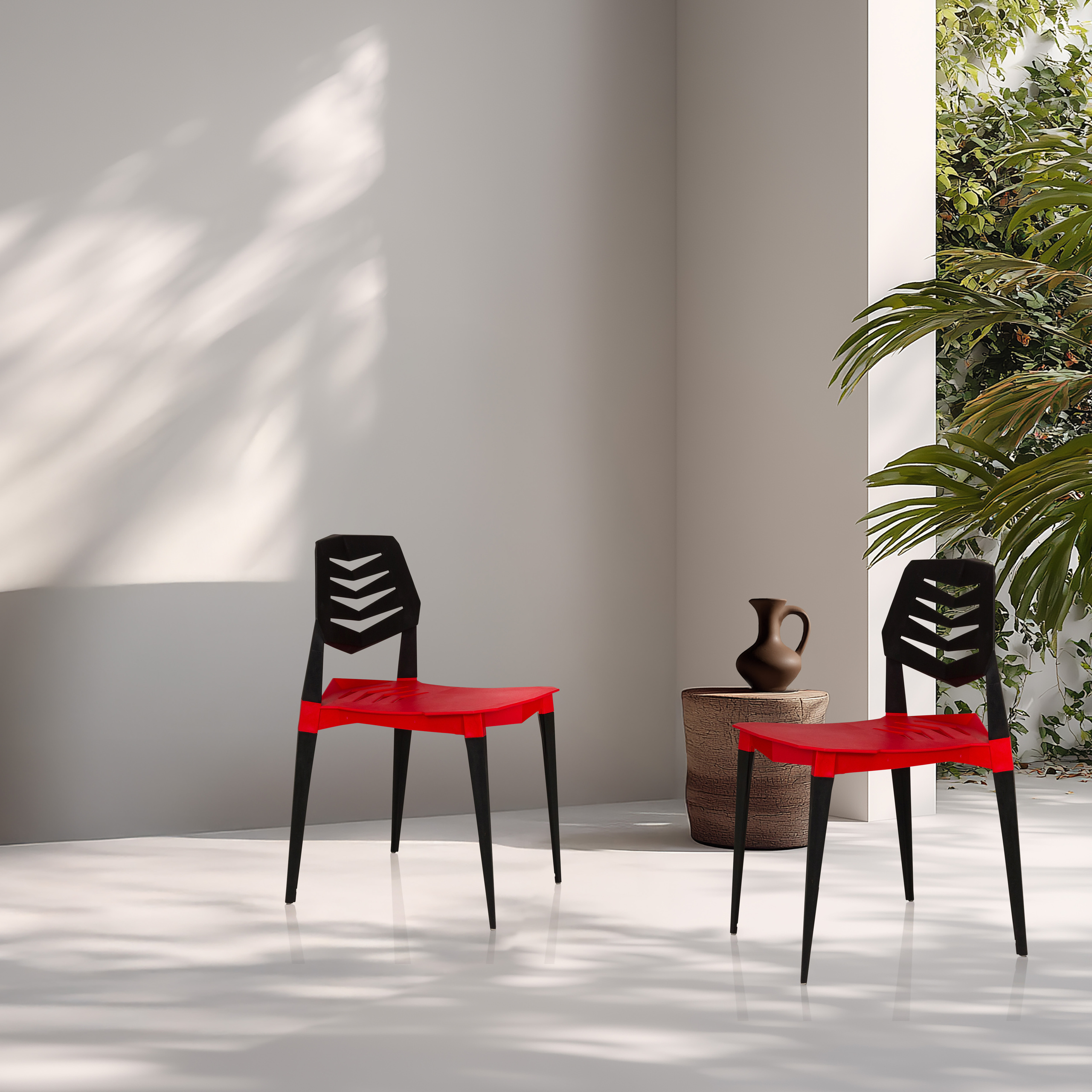 Flecharo Esszimmerstuhl Kunststoff Schwarz Rot