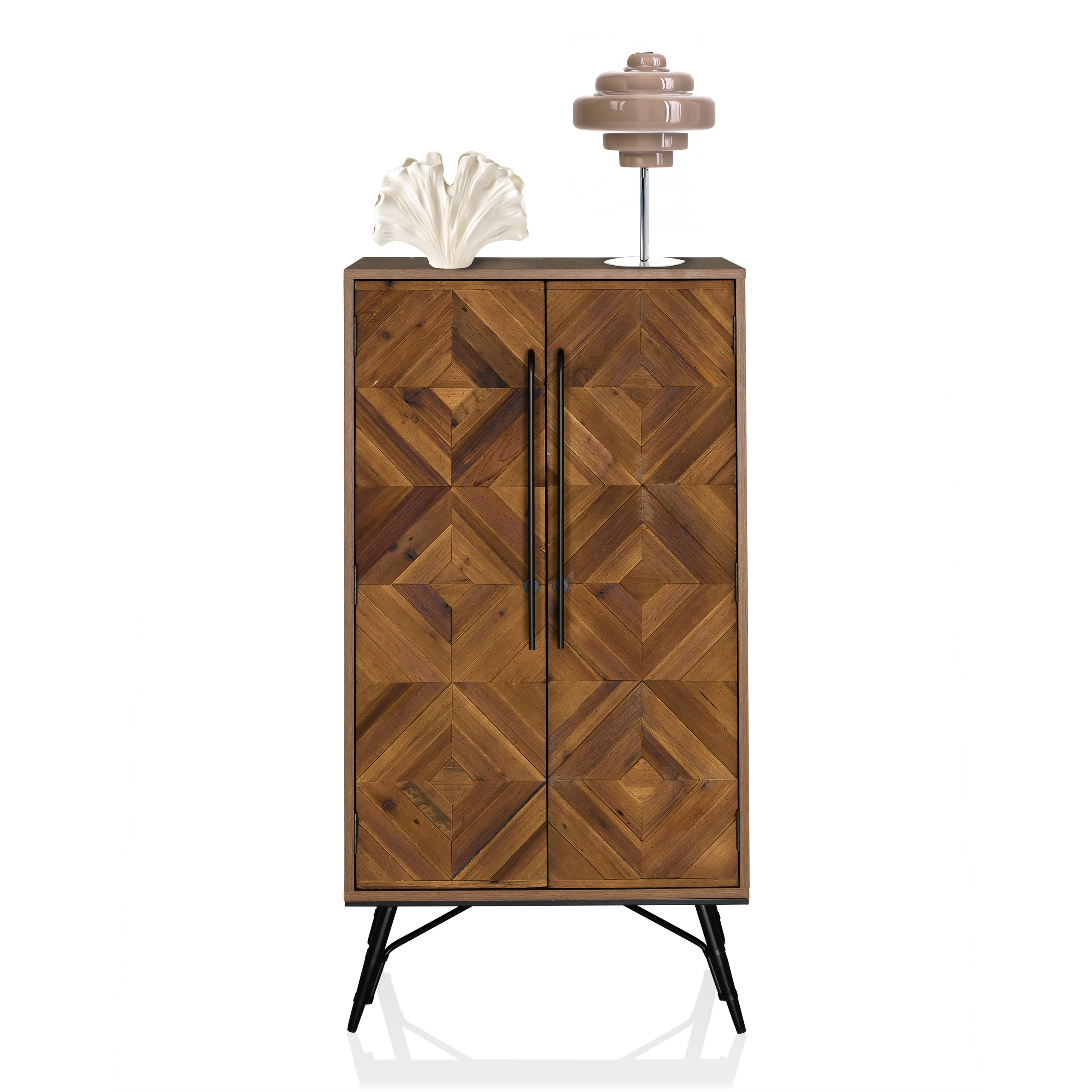 Highboard / Chest of drawers SANTJAGO WOOD HIGH 63x32x117 cm 2 doors Solid fir hjh LIVING