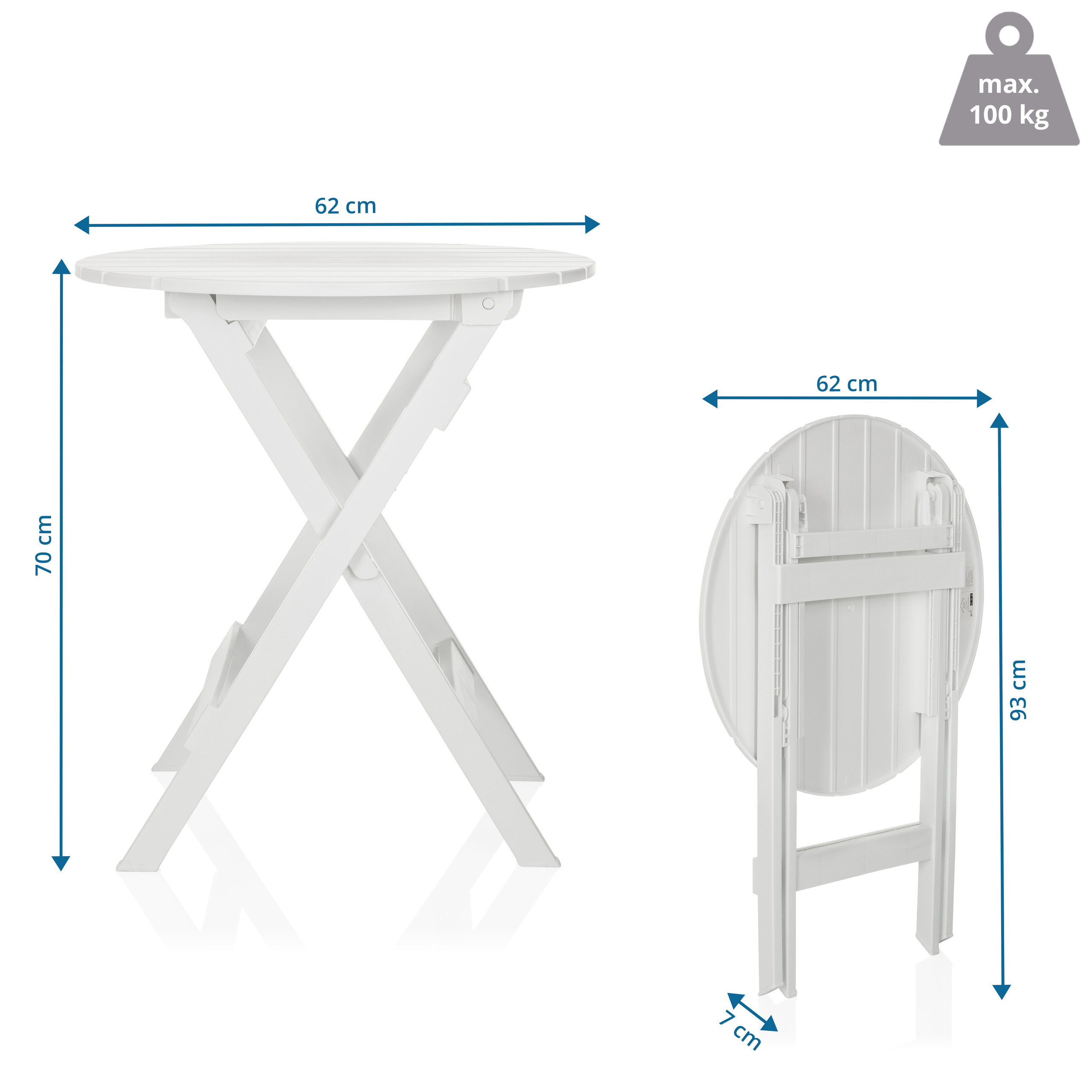 Garden table / Folding table TRAVANO T plastic white hjh LIFE