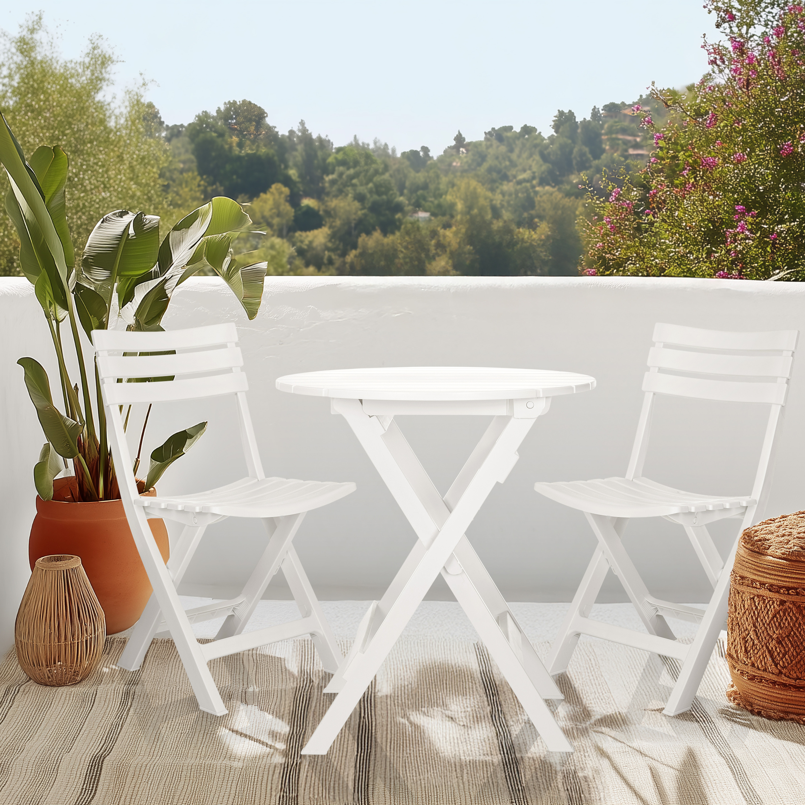 Garden table / Folding table TRAVANO T plastic white hjh LIFE