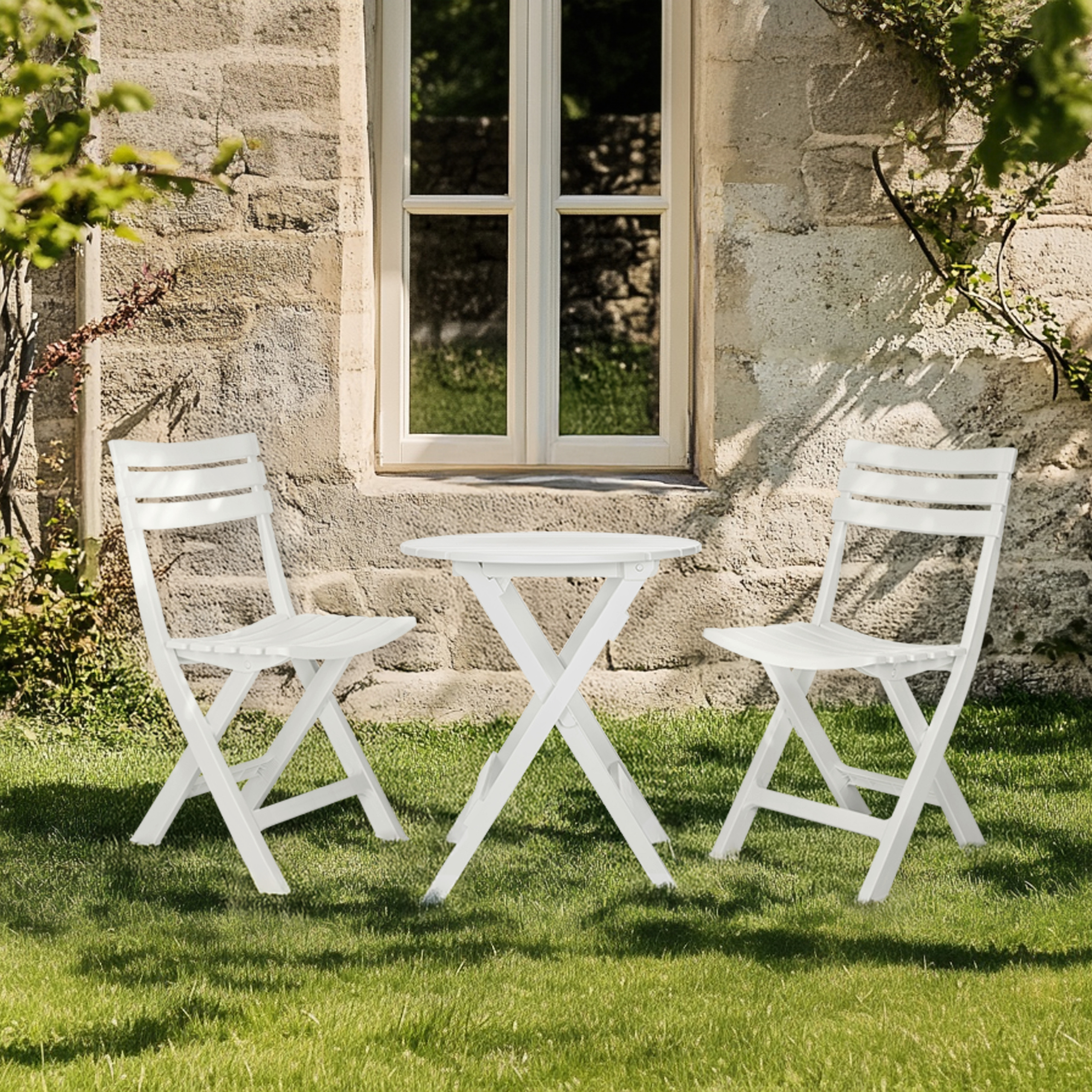 Garden table / Folding table TRAVANO T plastic white hjh LIFE