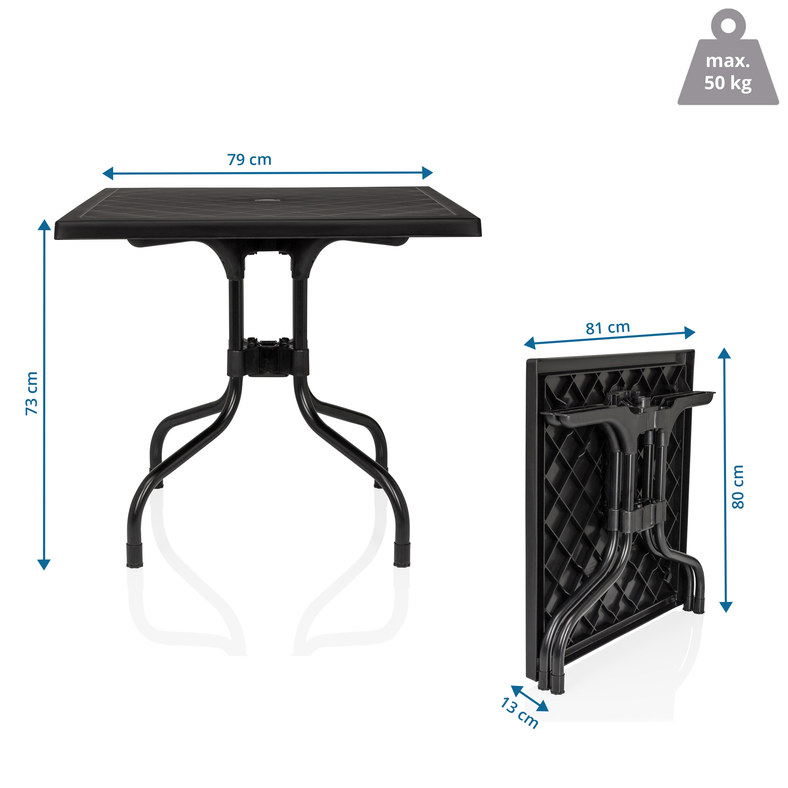 Travano T1 Gartentisch Kunststoff Schwarz