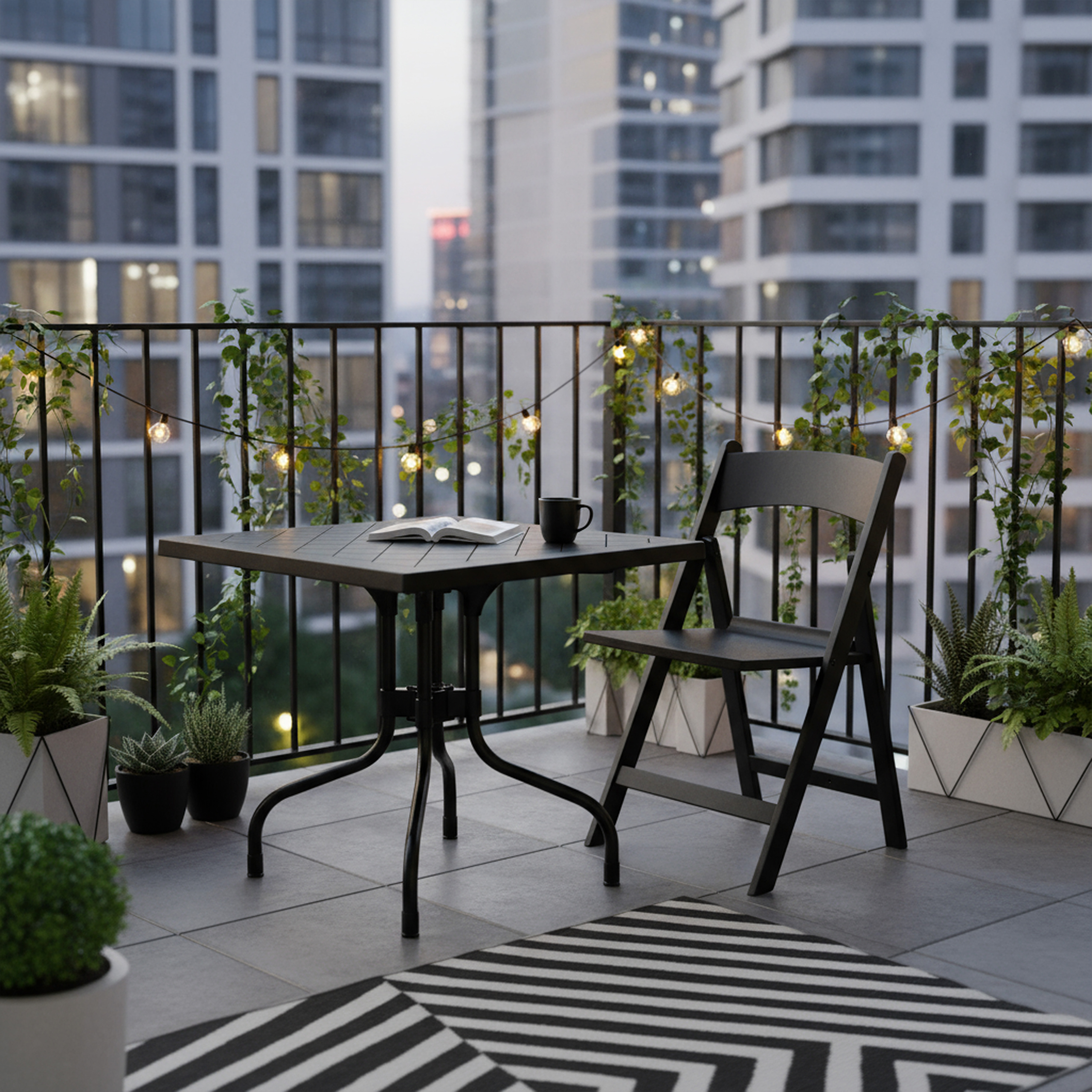 Travano T1 Gartentisch Kunststoff Schwarz