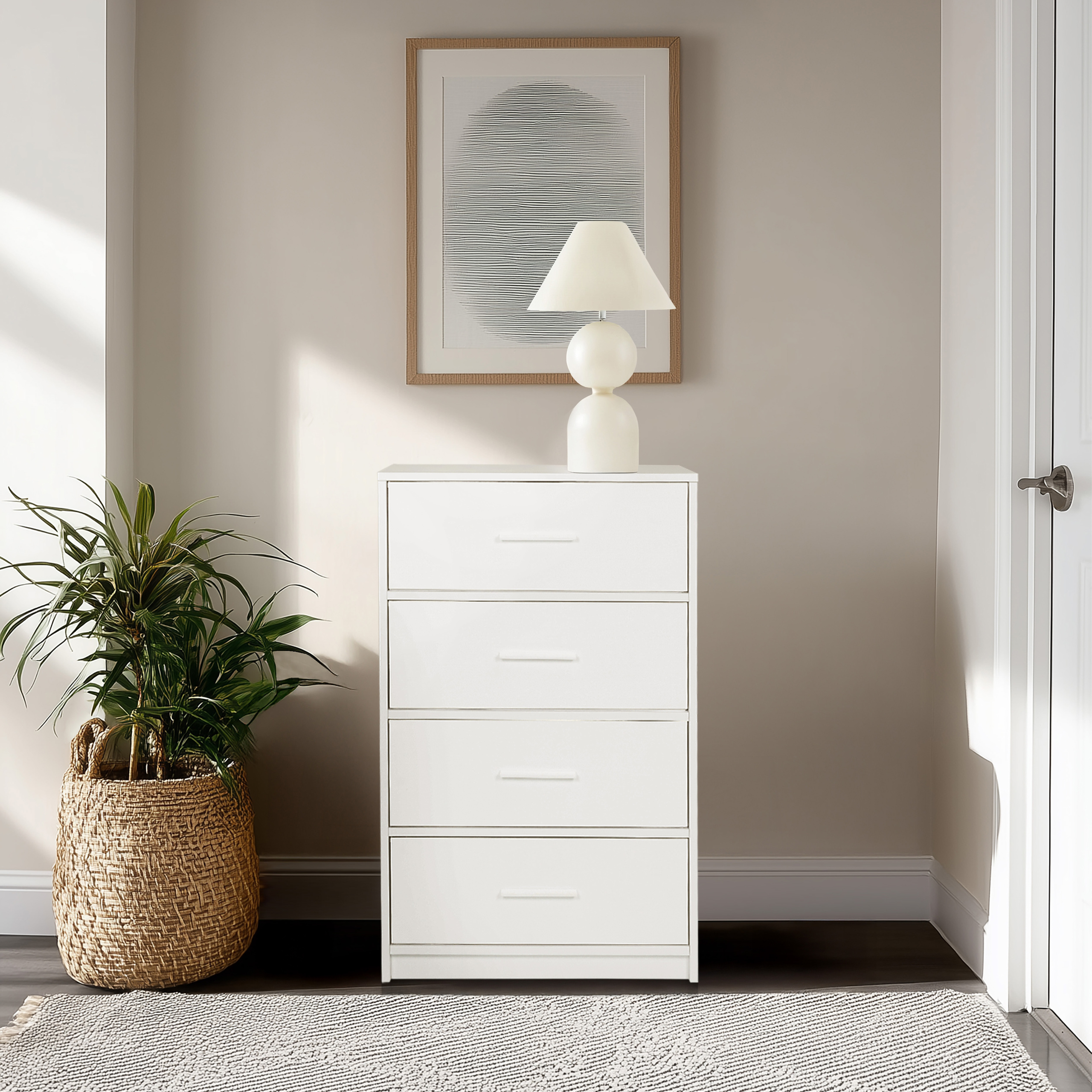 Chest of drawers ESTORIA 58x30x91cm 4 compartments white hjh LIVING