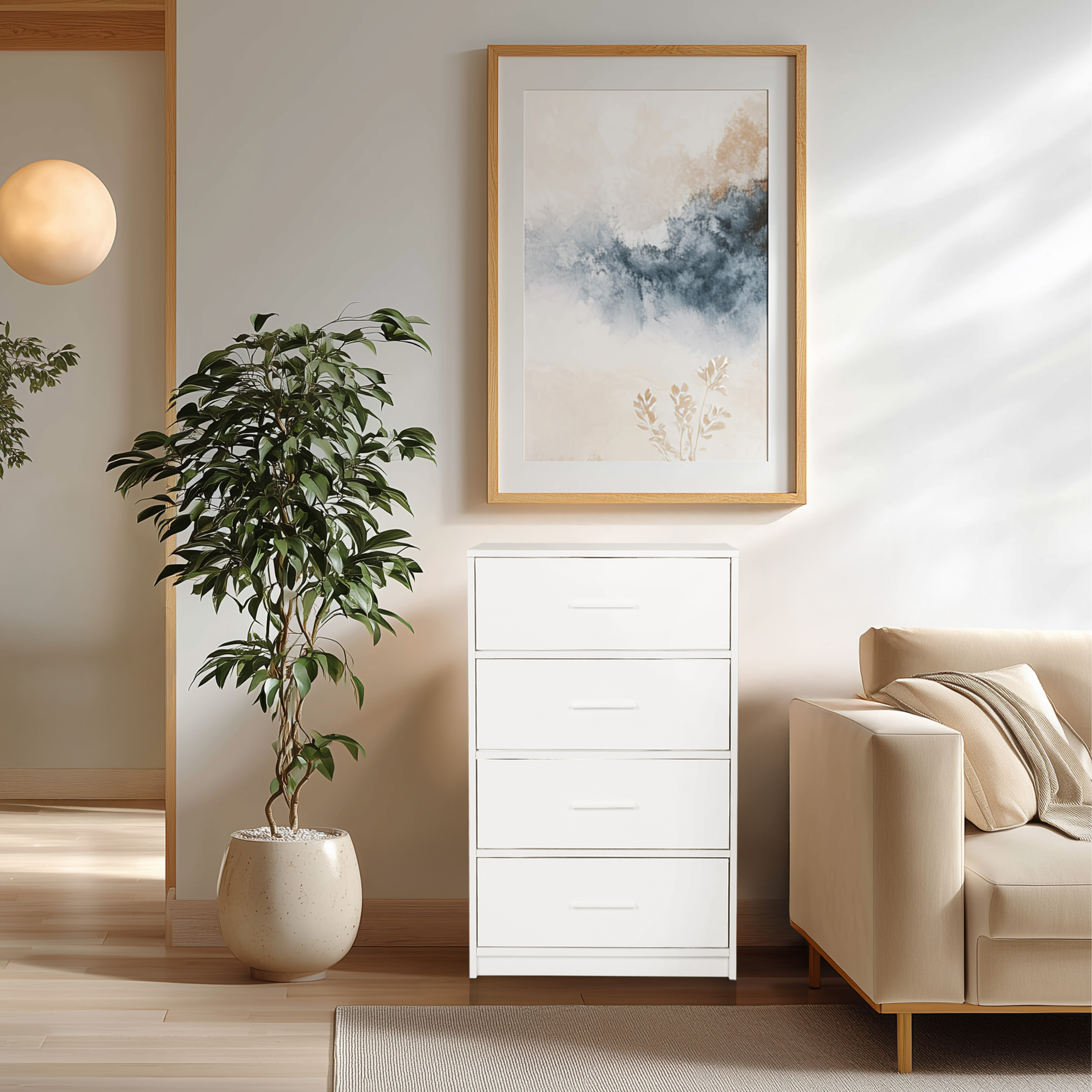 Chest of drawers ESTORIA 58x30x91cm 4 compartments white hjh LIVING